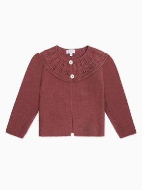 Dark Rose Baena Merino Baby Girl Cardigan