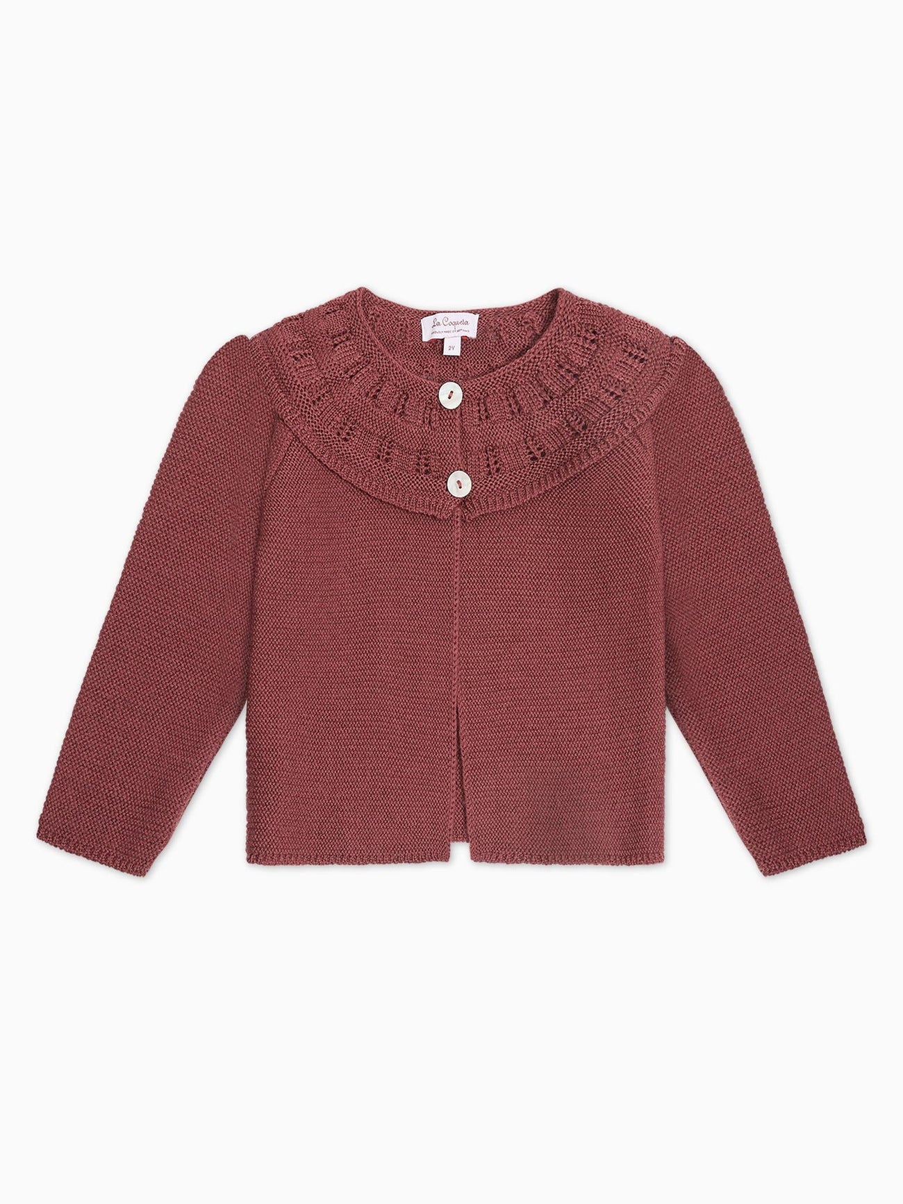 Dark Rose Baena Merino Baby Girl Cardigan