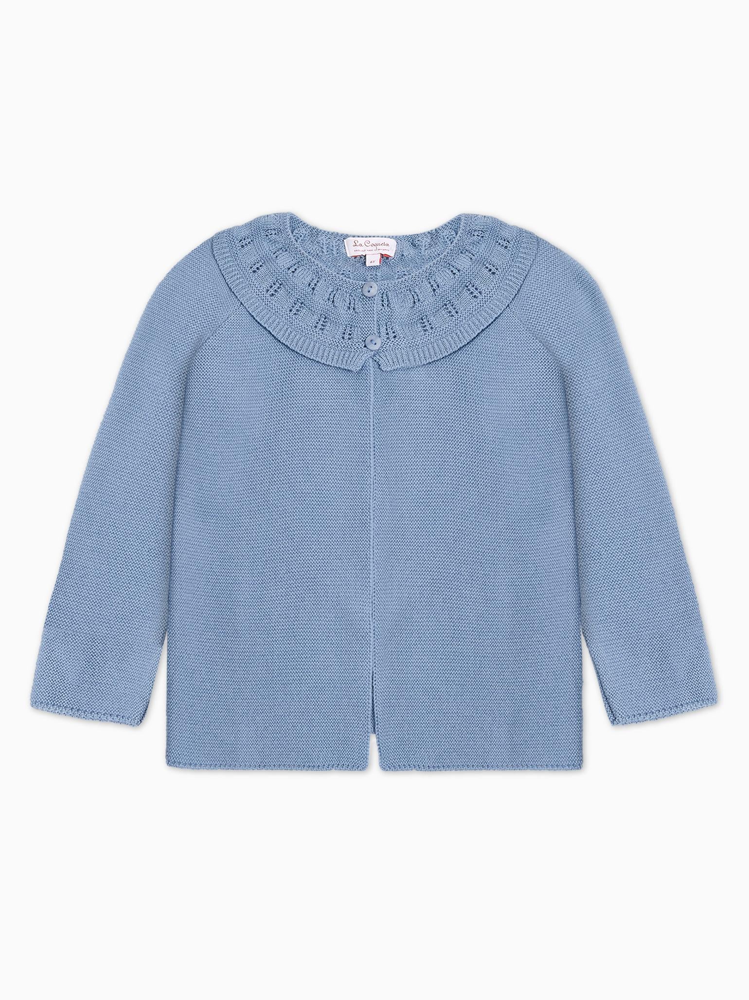 Dusty Blue Baena Merino Girl Cardigan