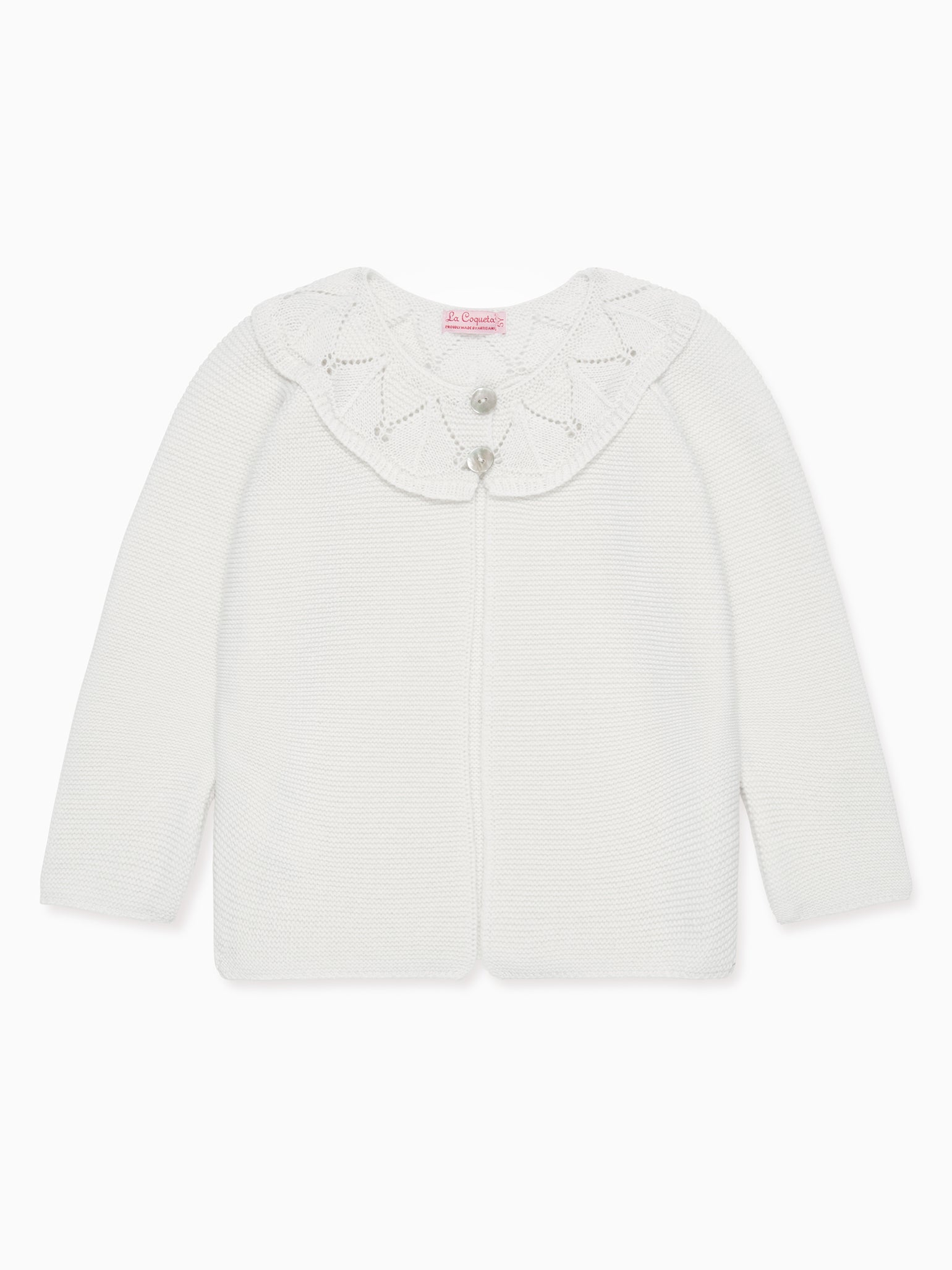 Ivory Baena Merino Girl Cardigan