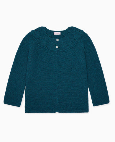 Teal Baena Merino Girl Cardigan