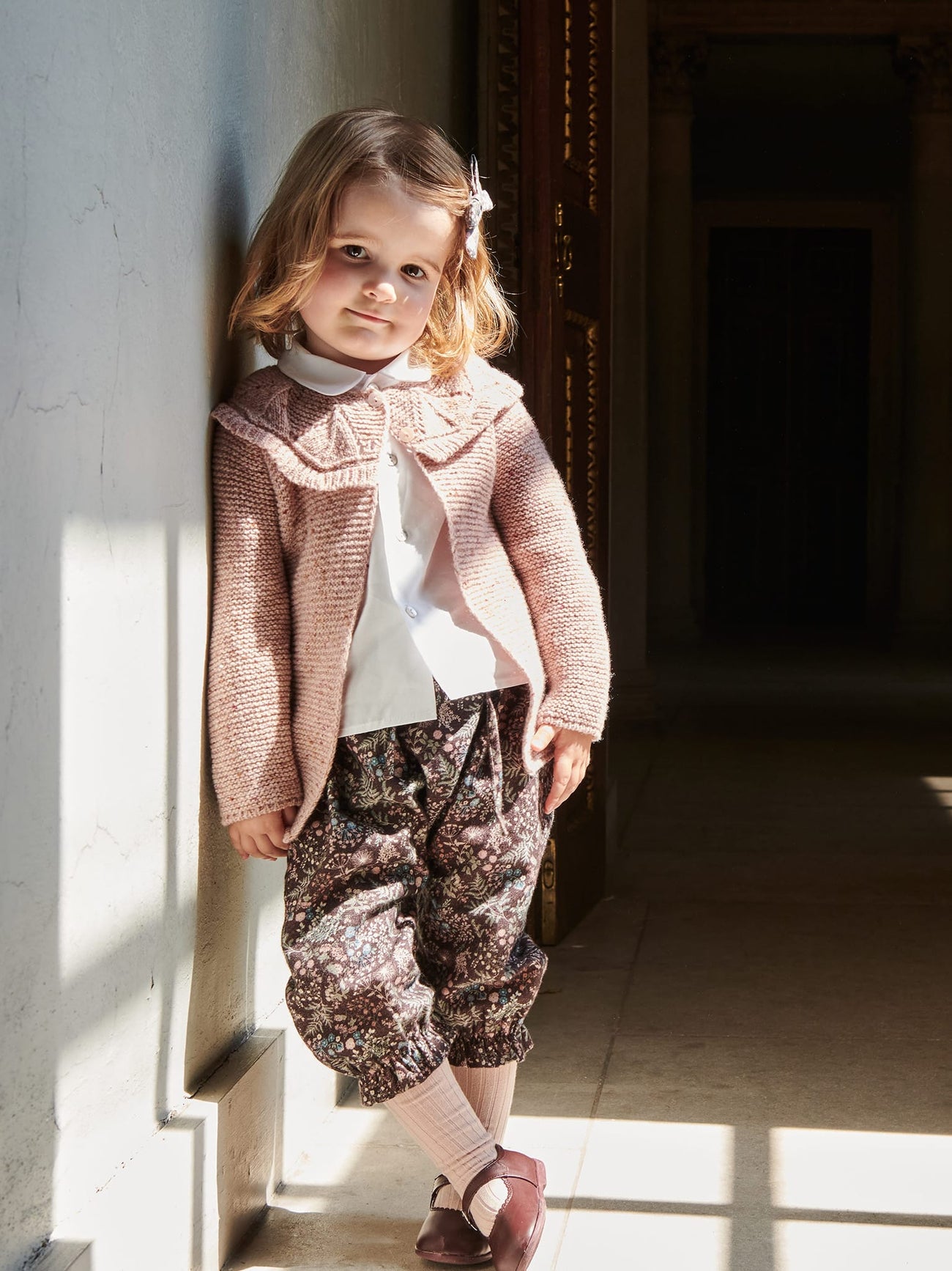 Burgundy Floral Forna Baby Girl Trousers