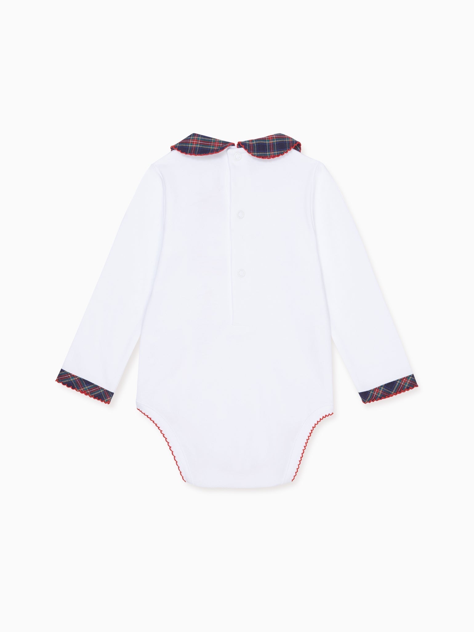 Navy Tartan Bastia Long Sleeve Baby Body Vest