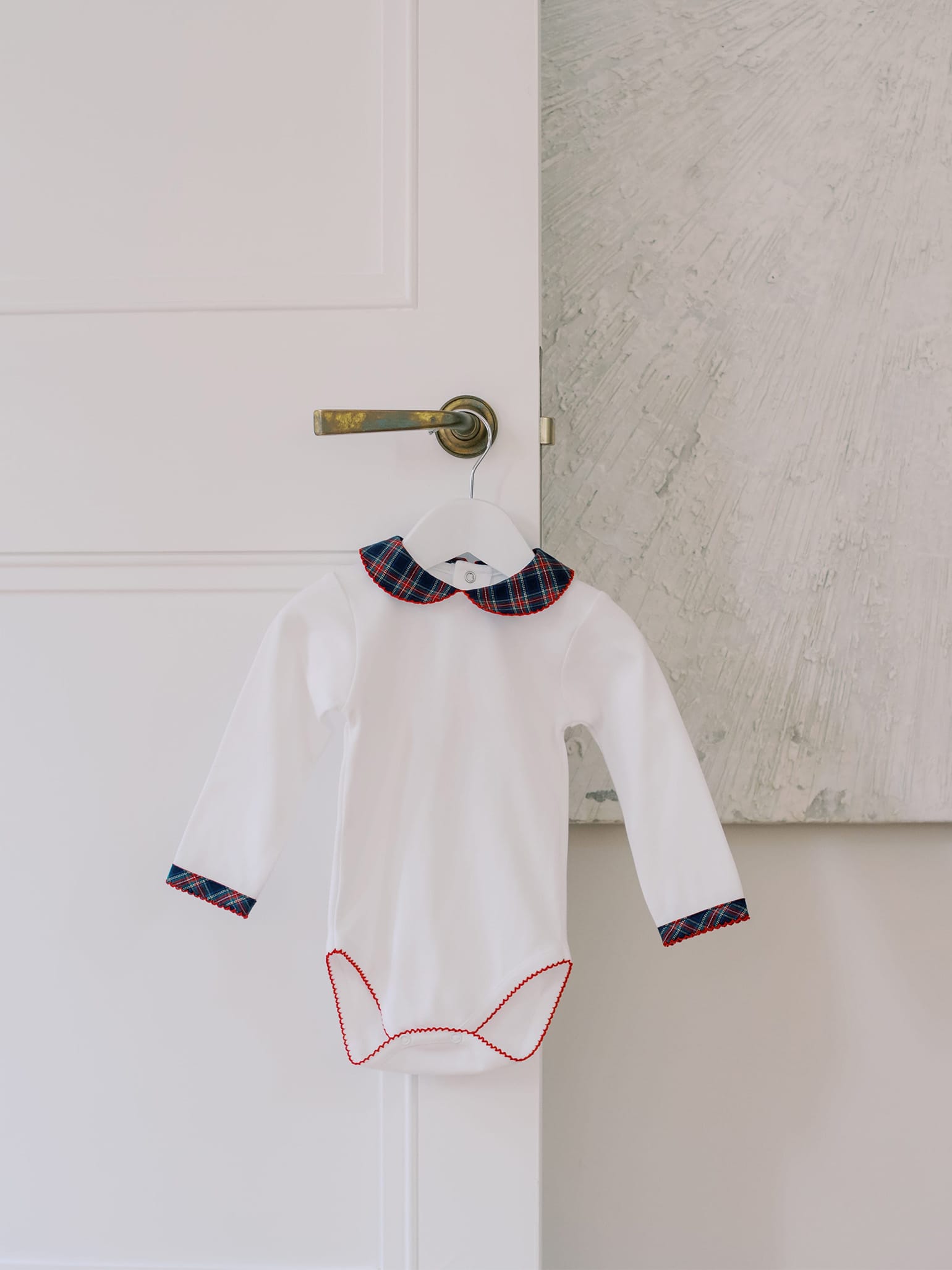Navy Tartan Bastia Long Sleeve Baby Body Vest