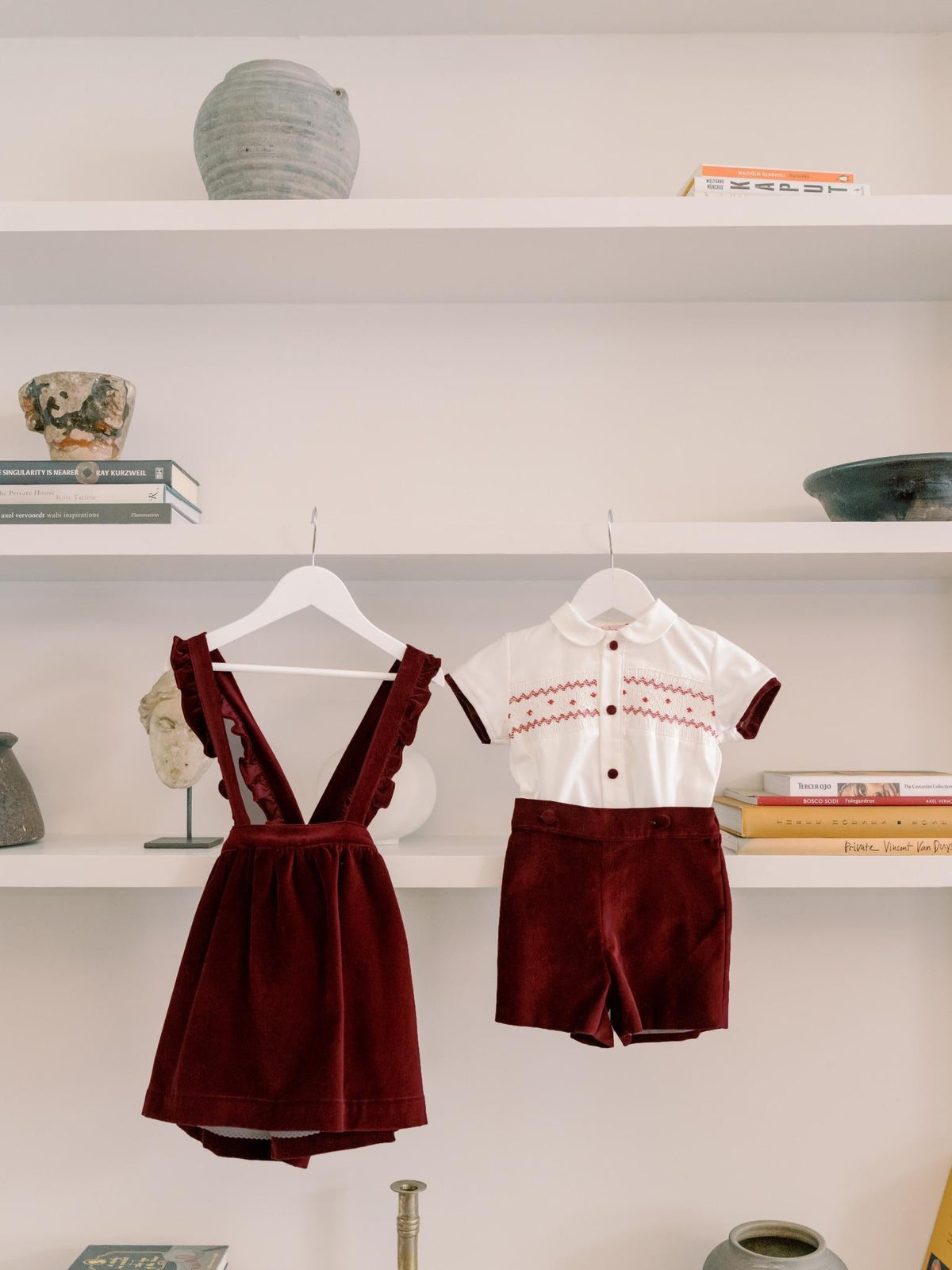 Burgundy Bautista Baby Boy Hand-Smocked Set