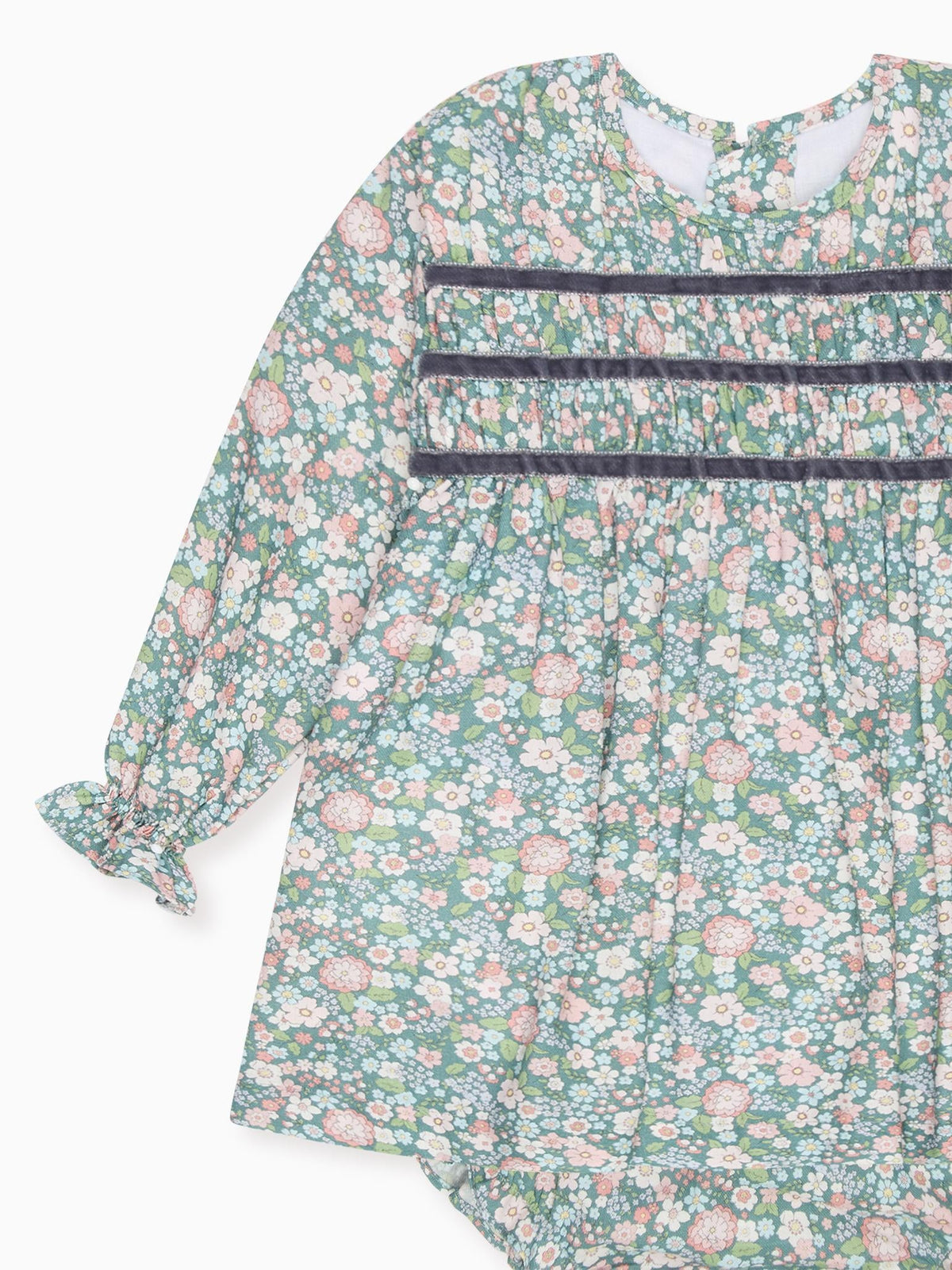 Green Floral Belia Baby Girl Smocked Set