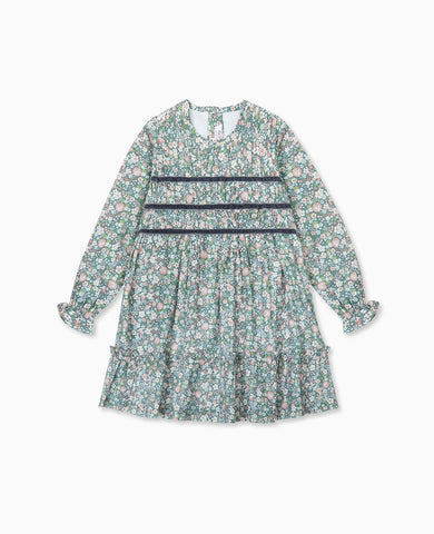 Green Floral Belia Girl Smocked Dress