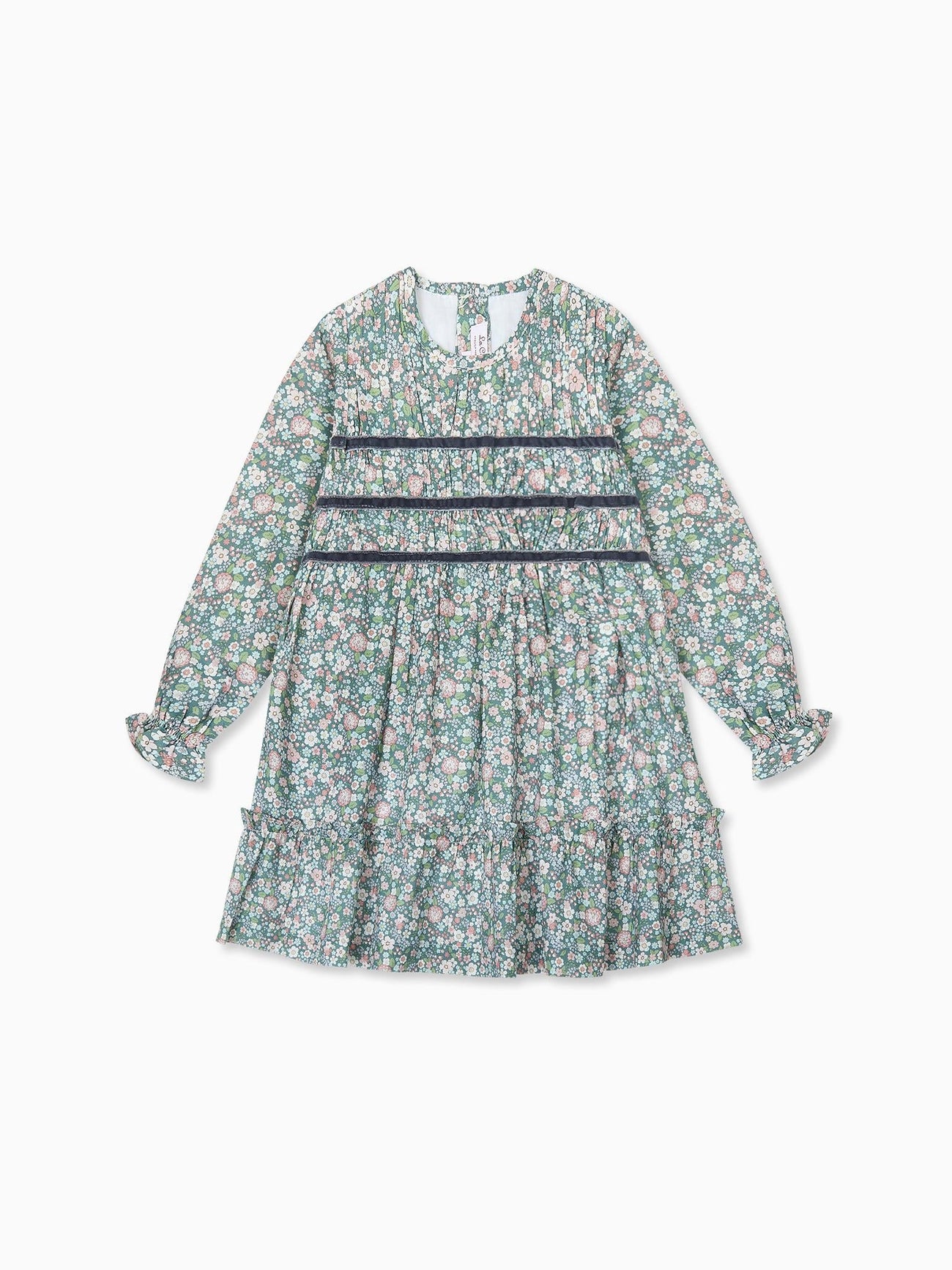 Green Floral Belia Girl Smocked Dress