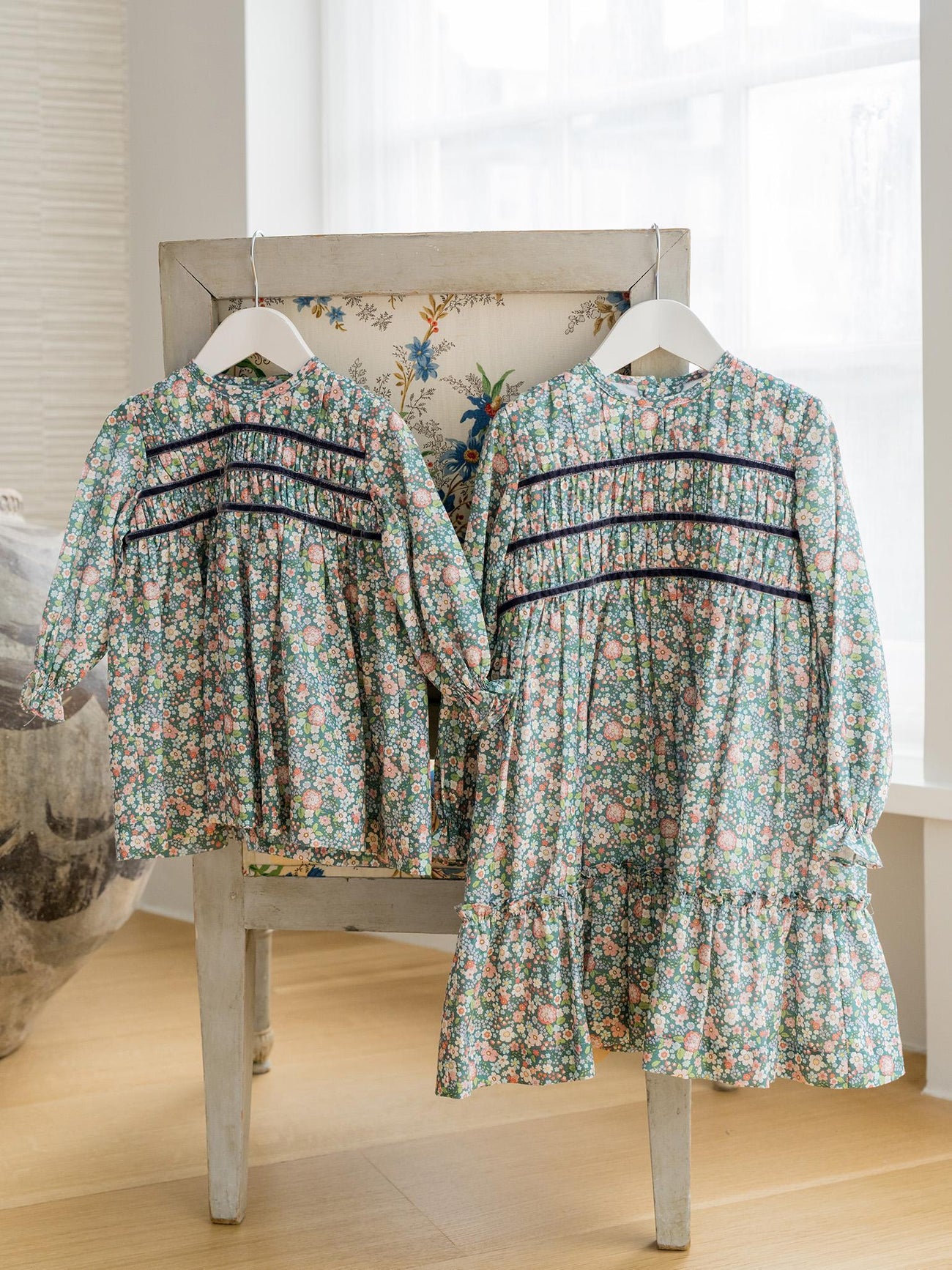 Green Floral Belia Baby Girl Smocked Set