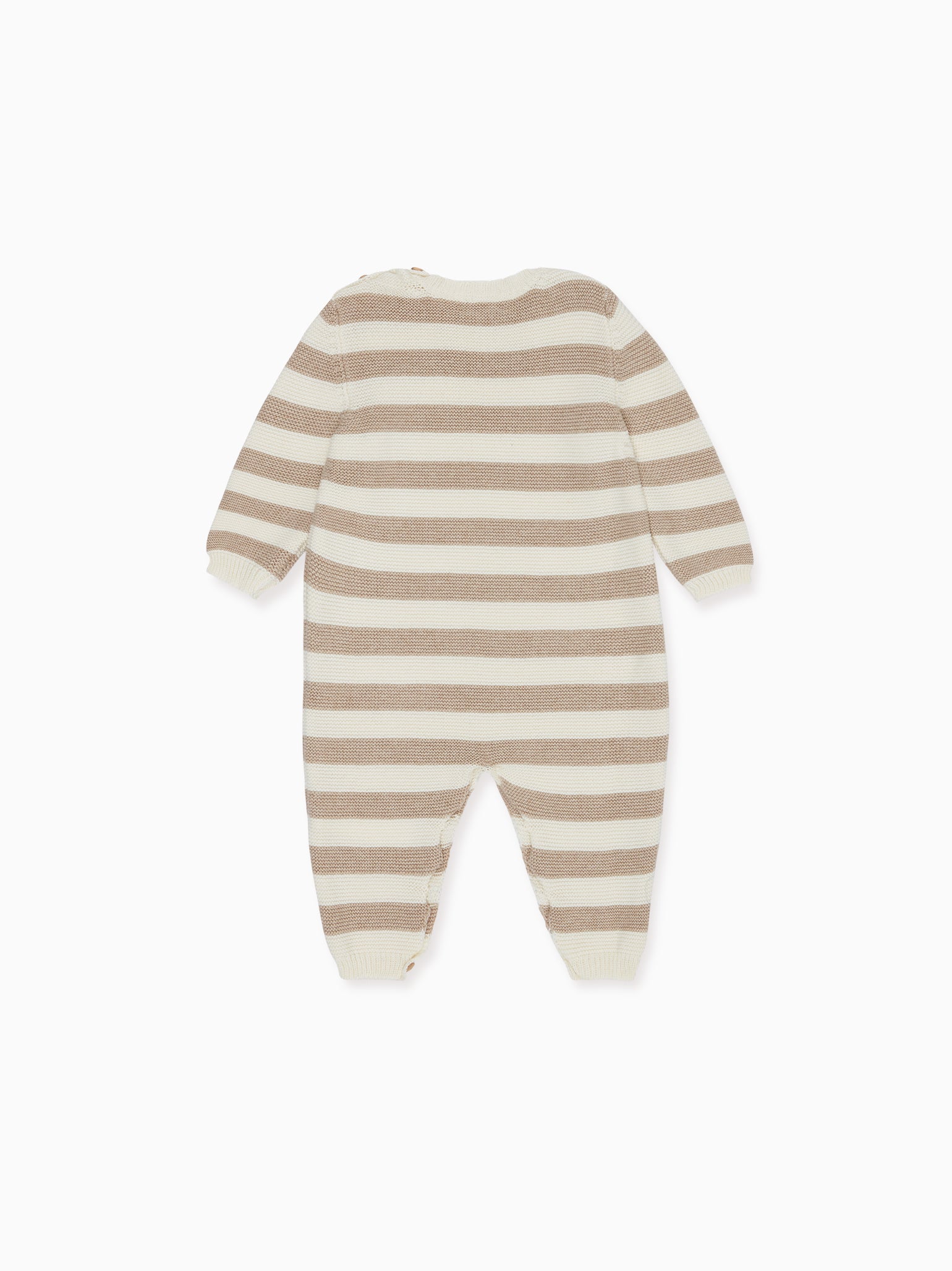 Taupe Stripe Benito Cotton Baby Knitted Playsuit