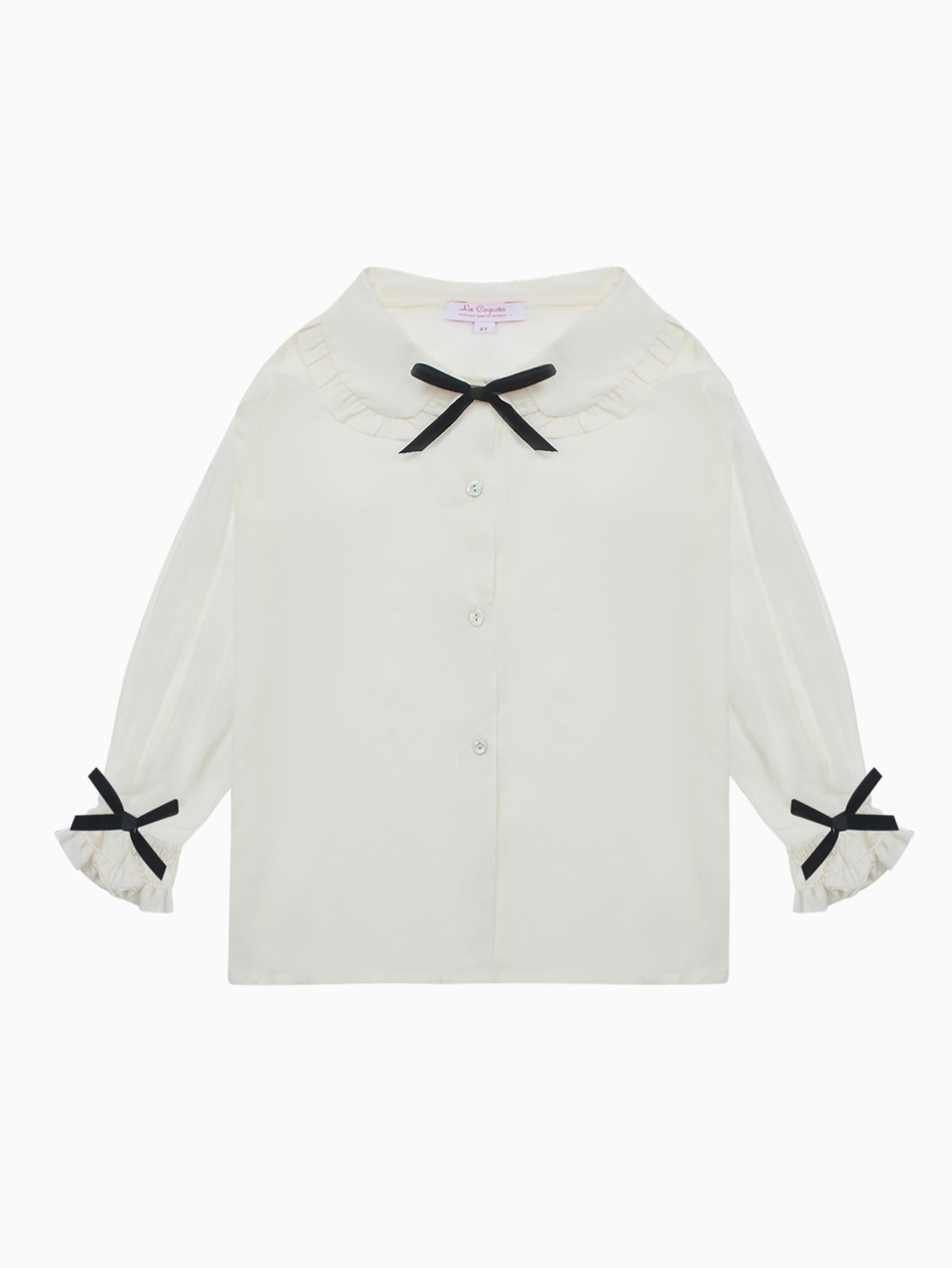 Ivory Betty Long Sleeve Girl Shirt