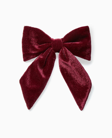 Burgundy Big Velvet Bow Girl Clip