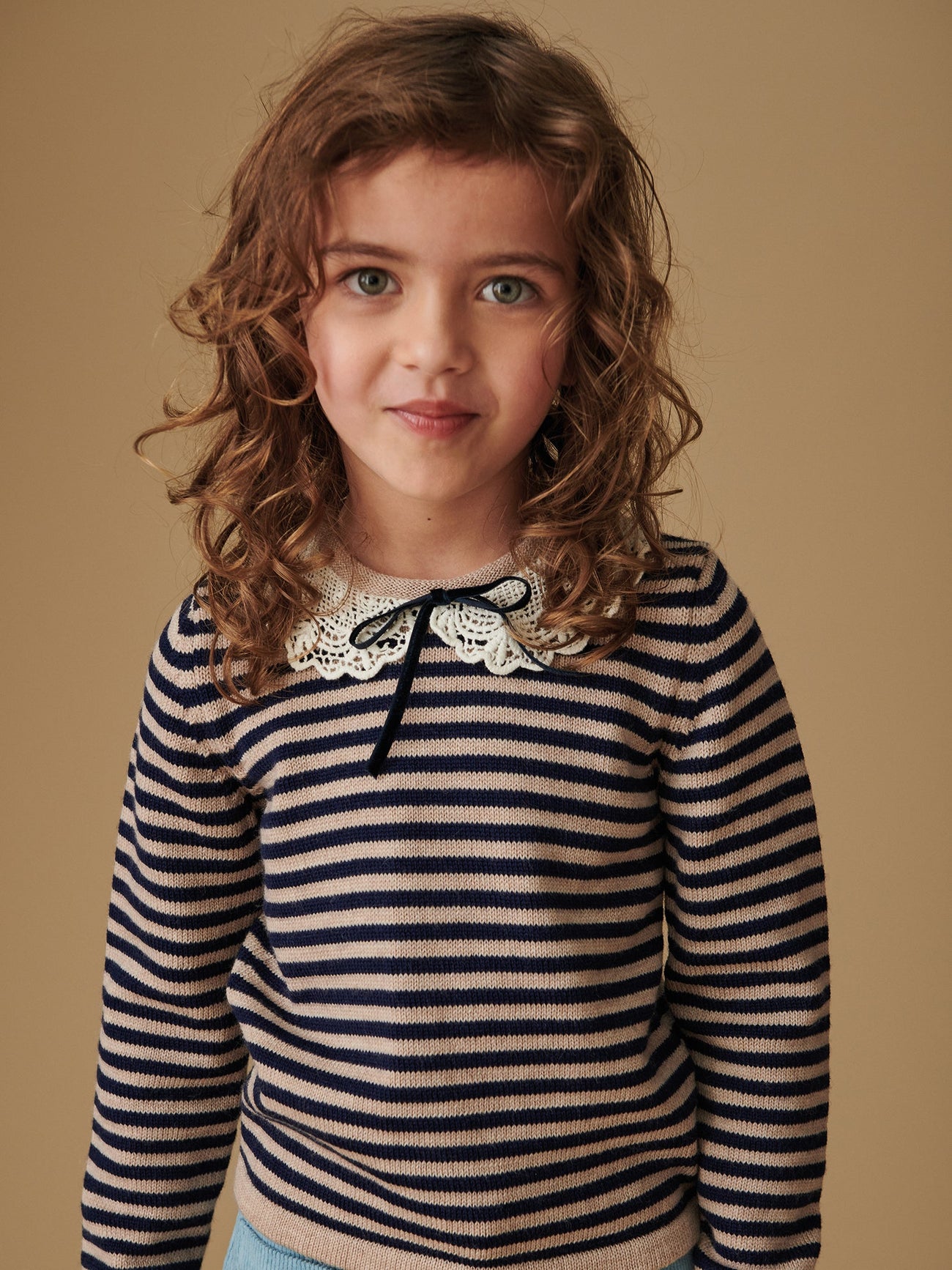 Navy Stripe Blanca Merino Girl Jumper