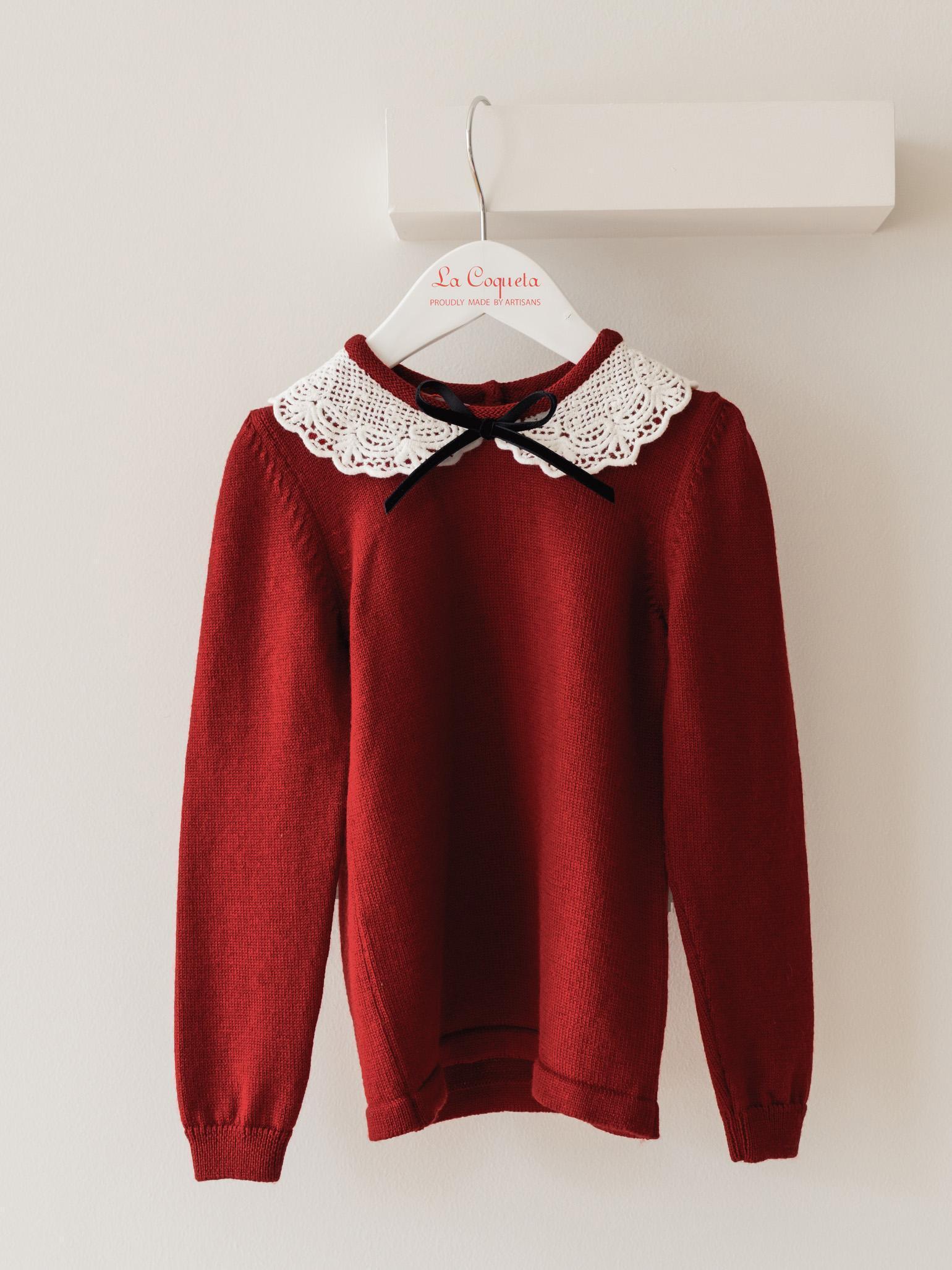 Burgundy Blanca Merino Girl Jumper