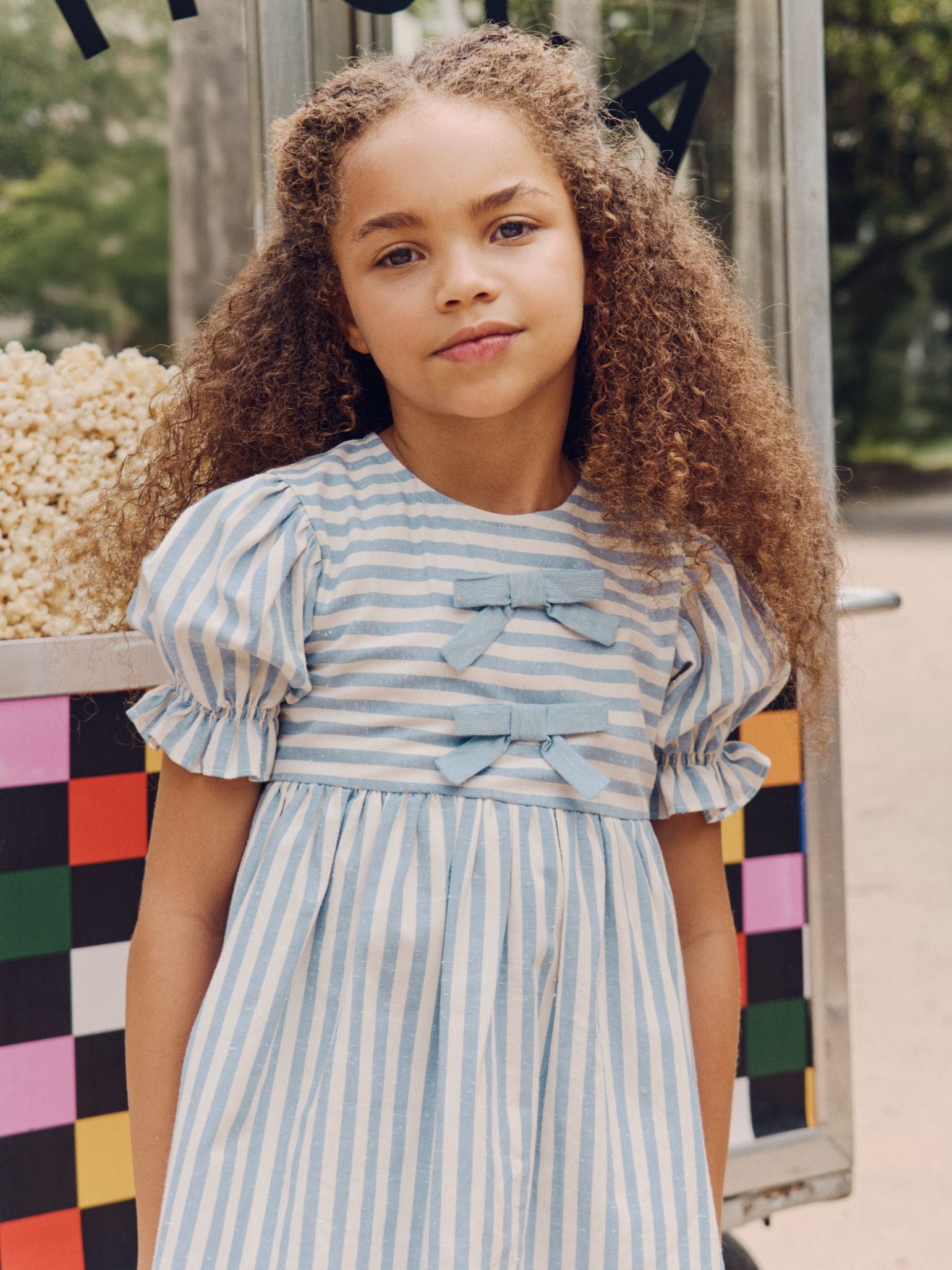 Blue Stripe Luciana Girl Dress