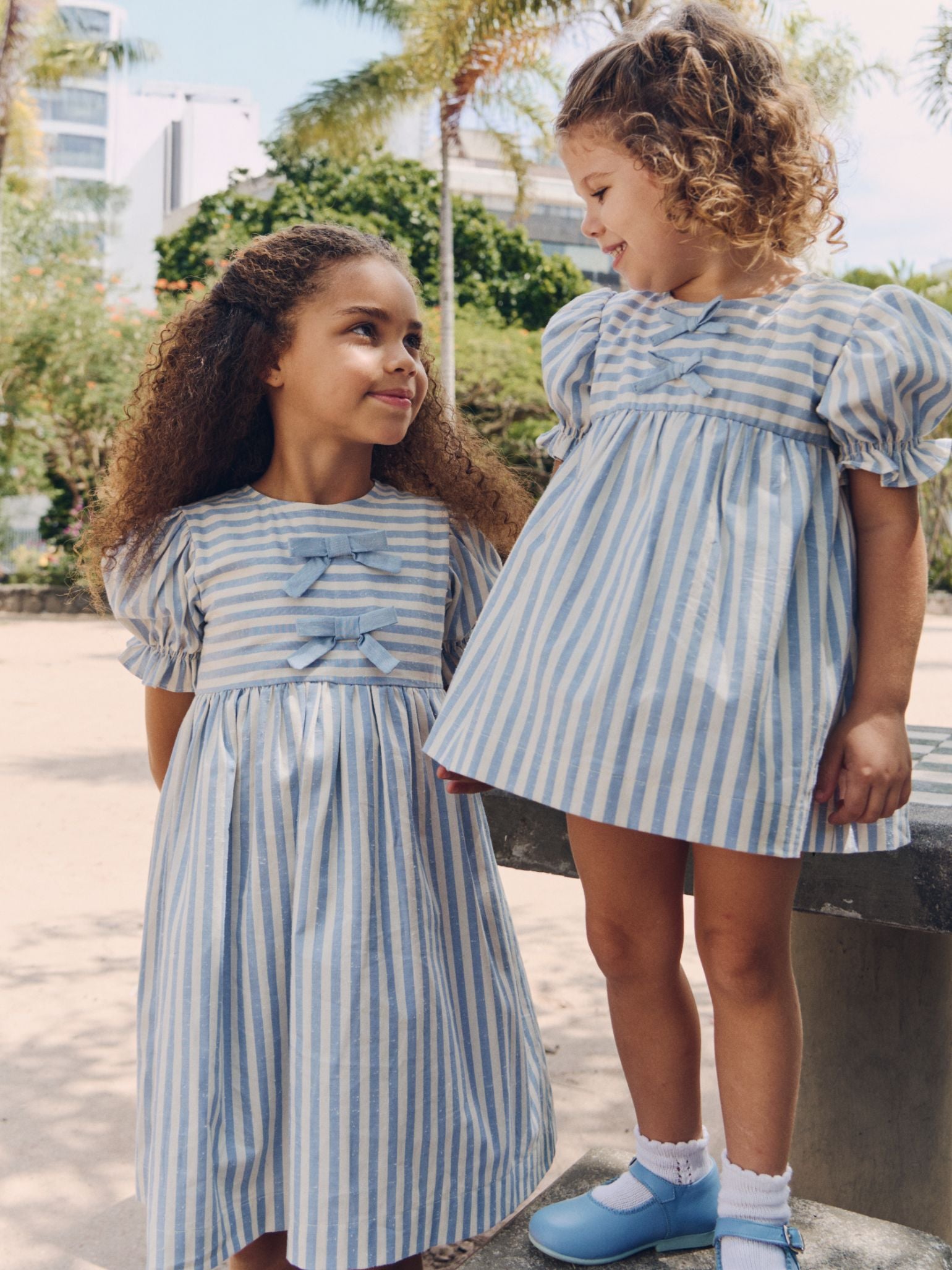 Blue Stripe Luciana Girl Dress