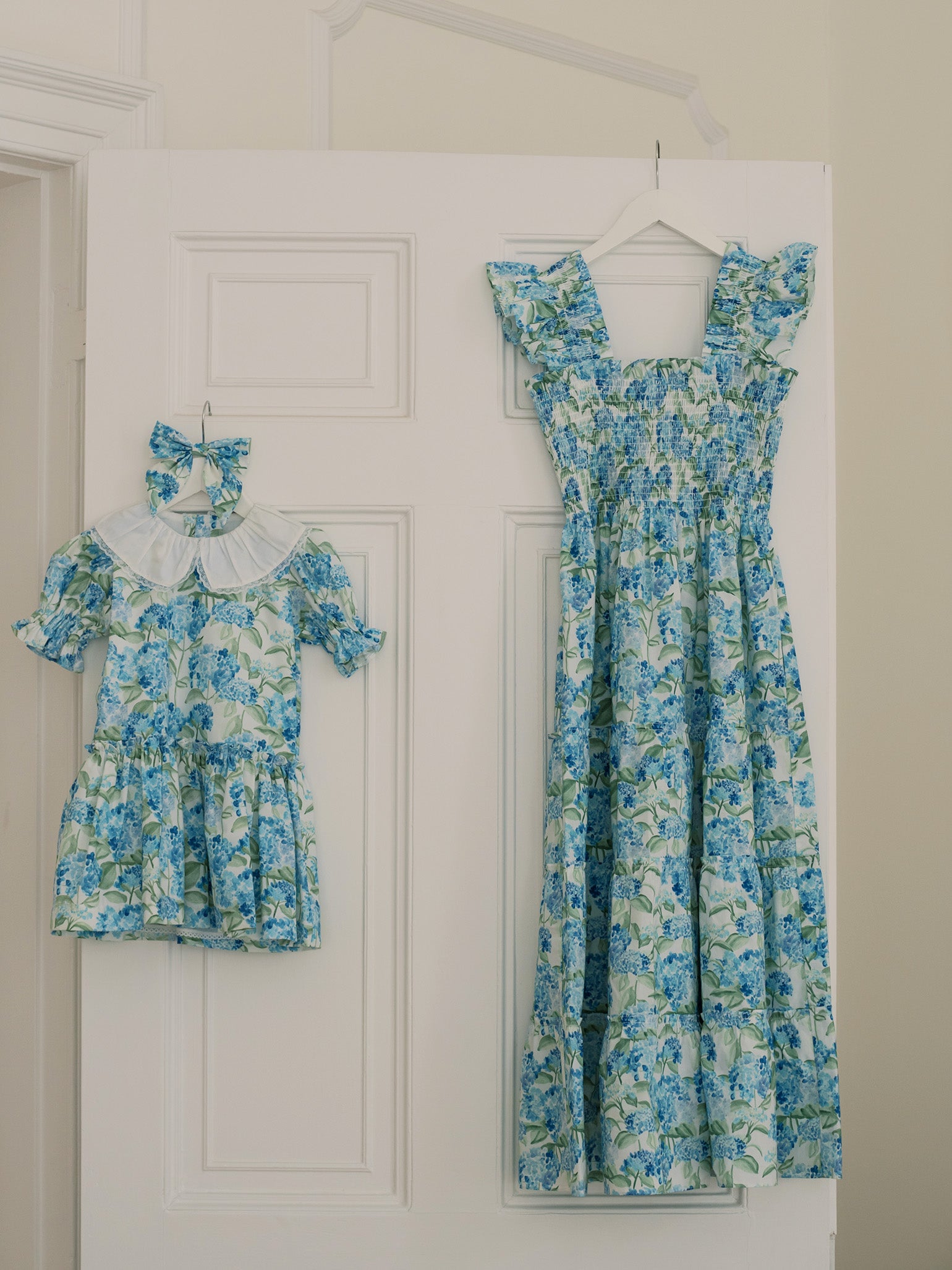 Hill House Home X La Coqueta Blue Watercolour Hydrangea Ellie Nap Dress