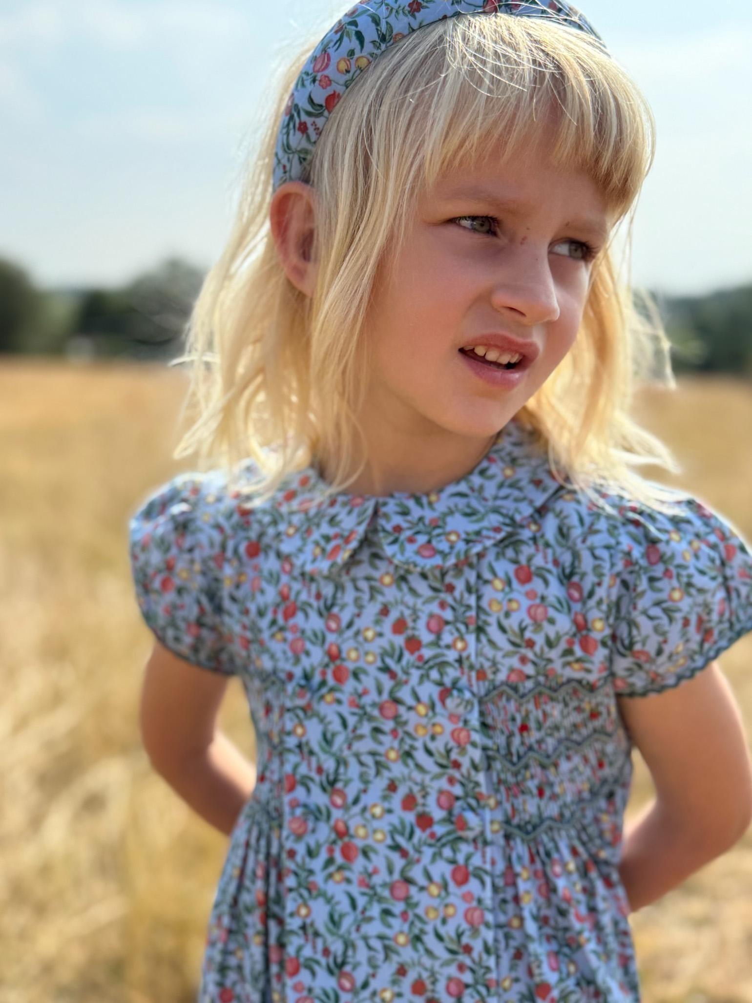 Blue Pomegranate Arcadia Girl Hand-Smocked Dress