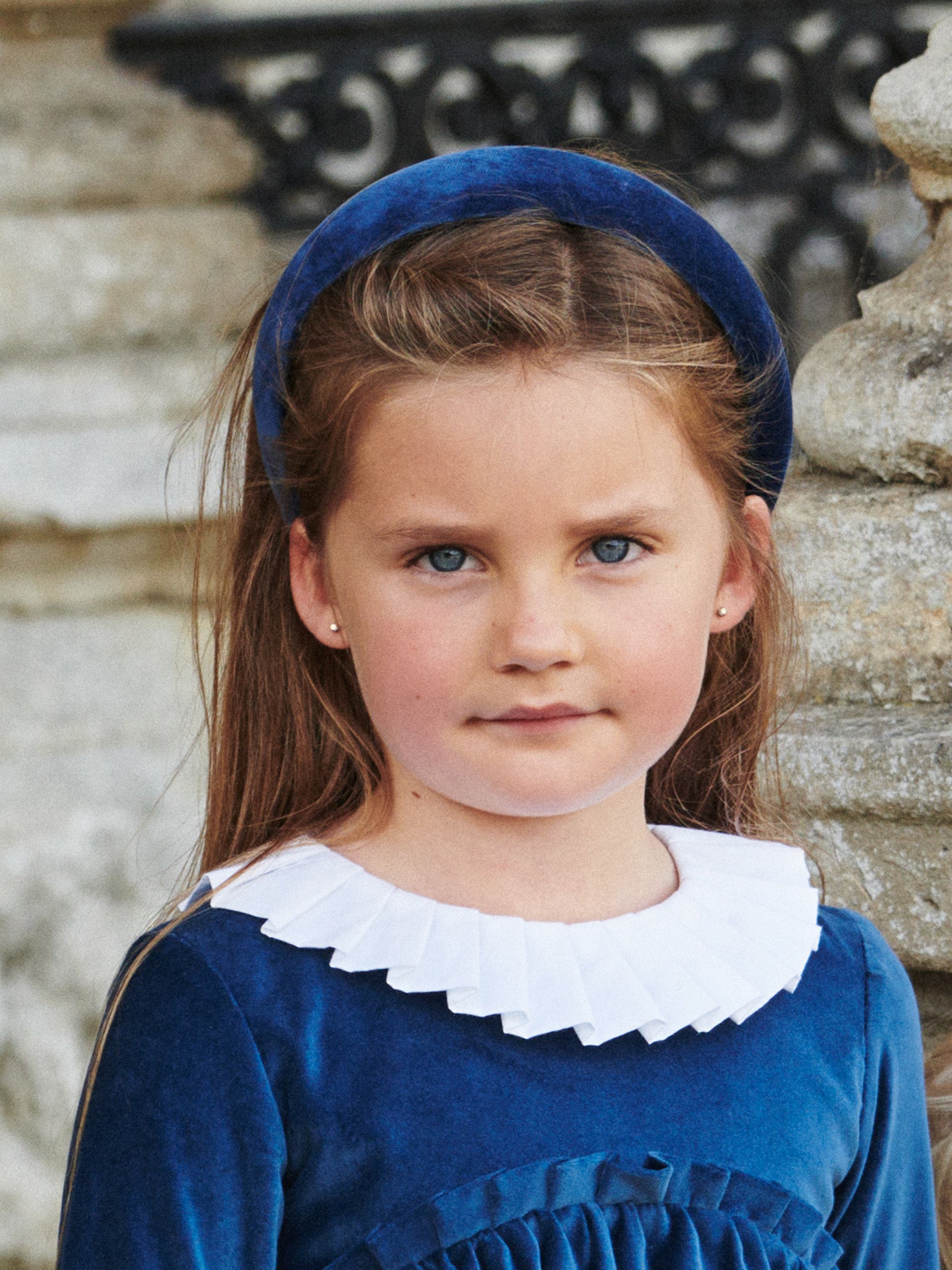 Blue Velvet Girl Wide Headband