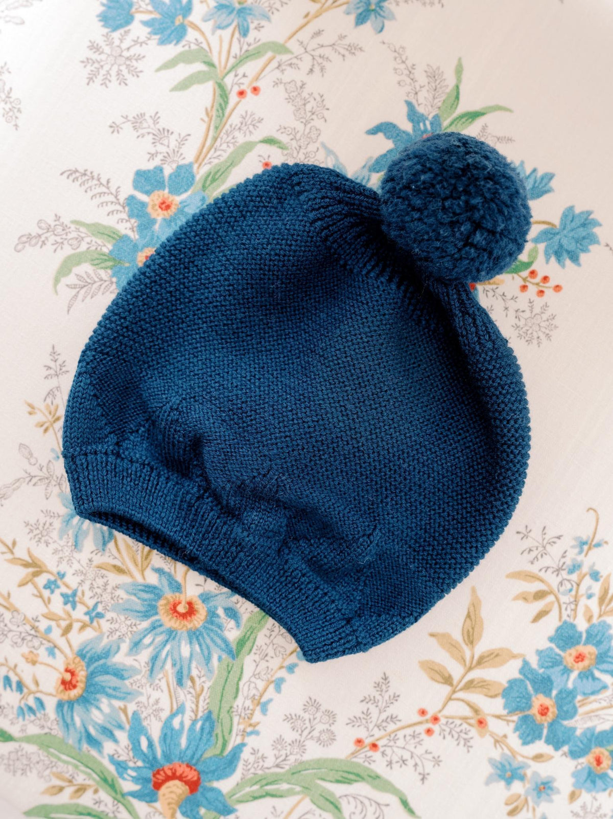 Navy Merino Kids Bobble Hat
