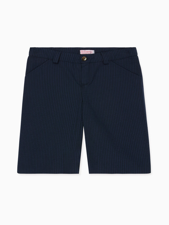 Navy Seersucker Bocusi Boy Chino Shorts