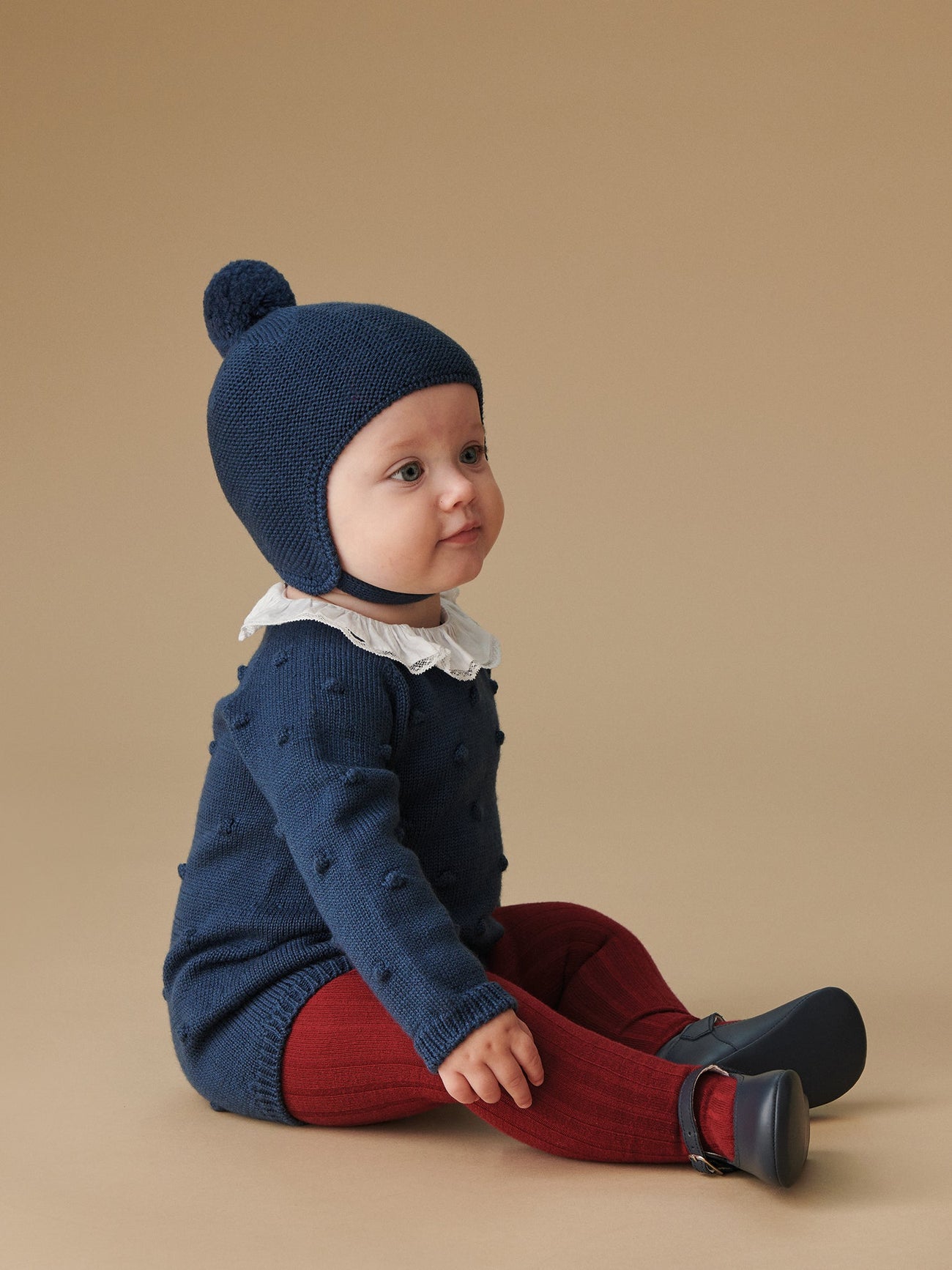 Dark Blue Bolivia Merino Baby Knitted Romper