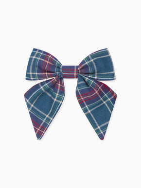 Green Tartan Girl Large Bow Clip