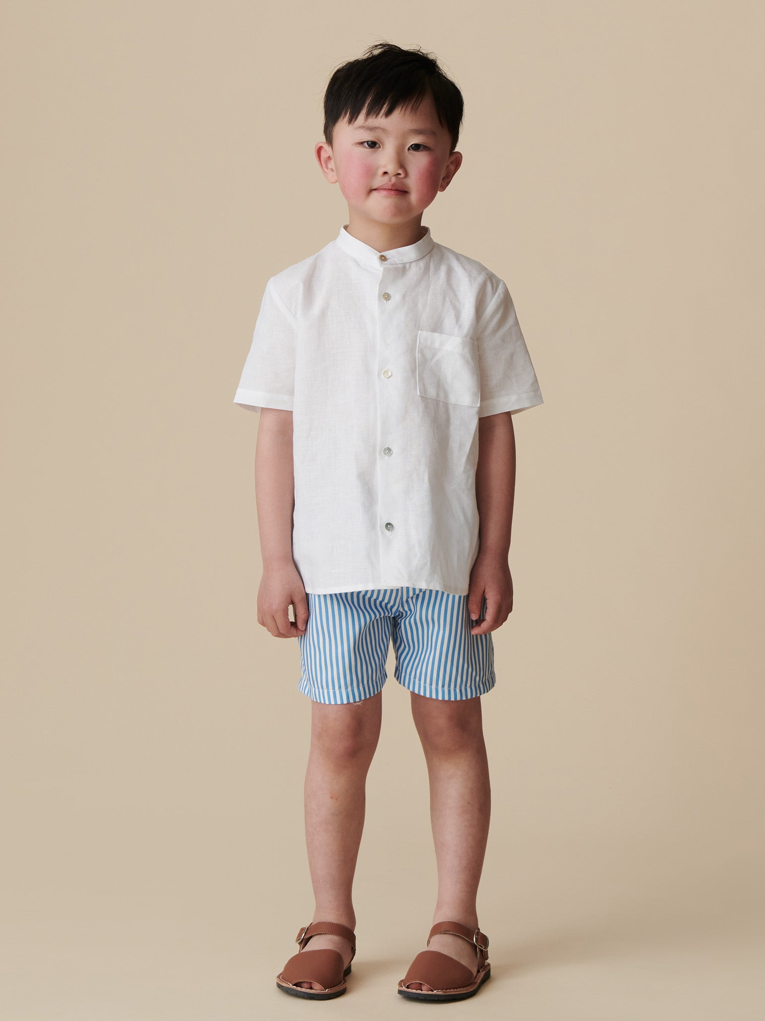 White Arcos Linen Mix Boy Shirt