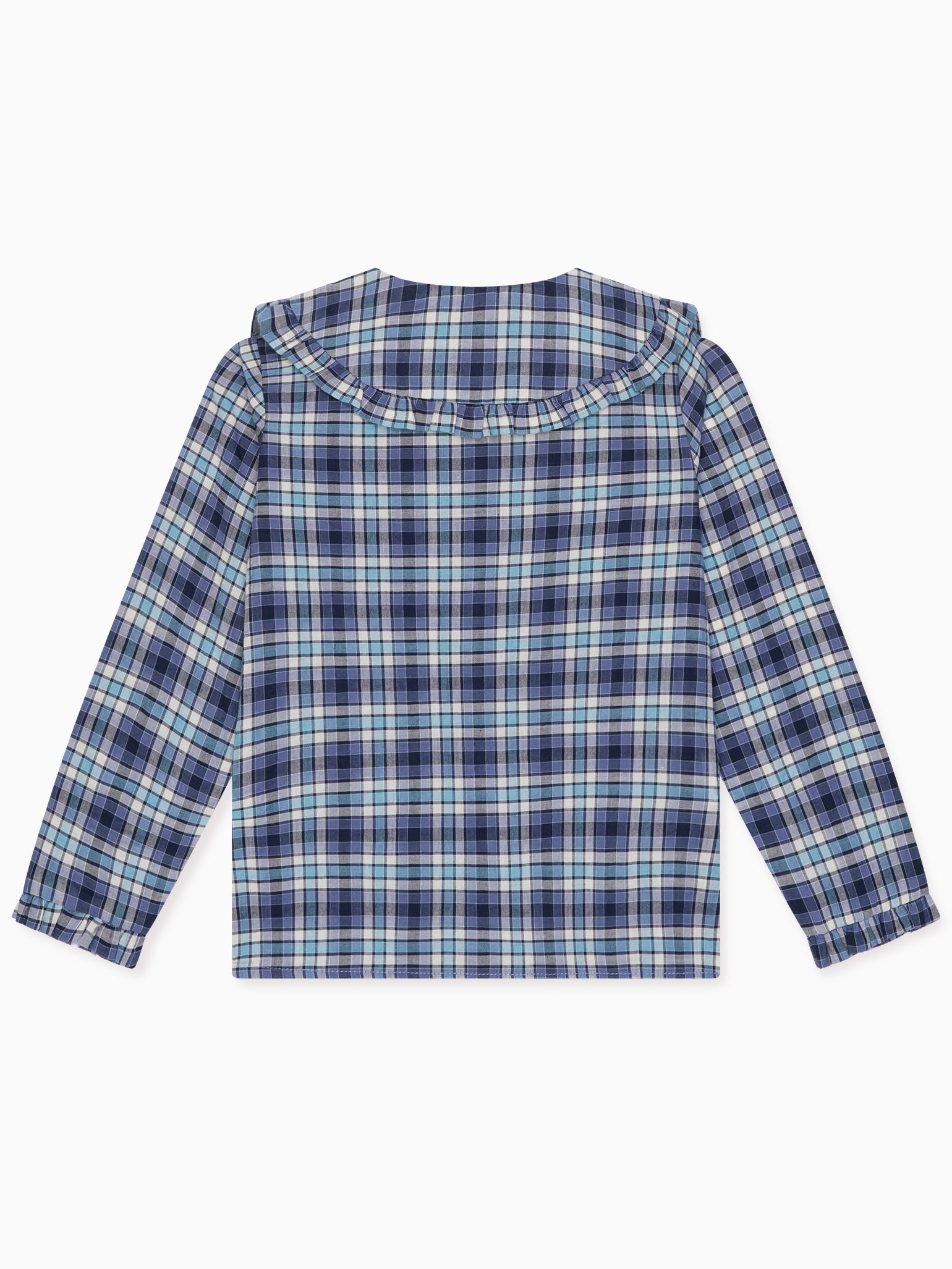 Blue Check Brianna Long Sleeve Girl Shirt