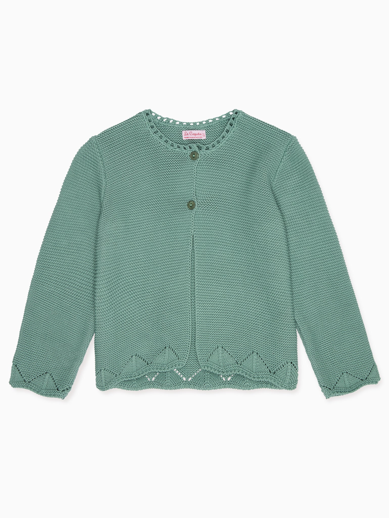 Sage Green Brisa Cotton Girl Cardigan