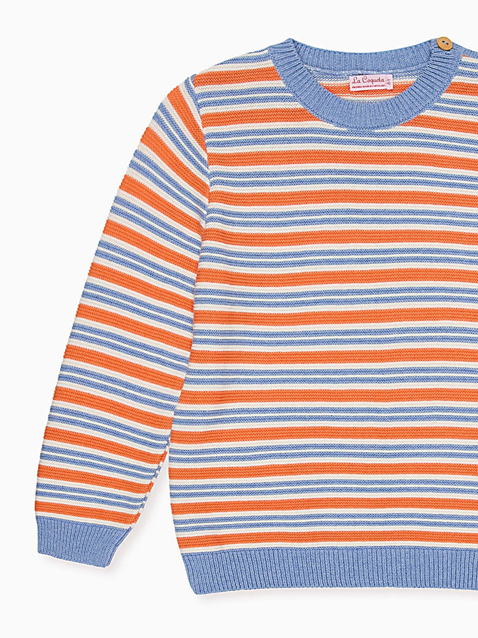 Coral Stripe Bromo Cotton Boy Jumper