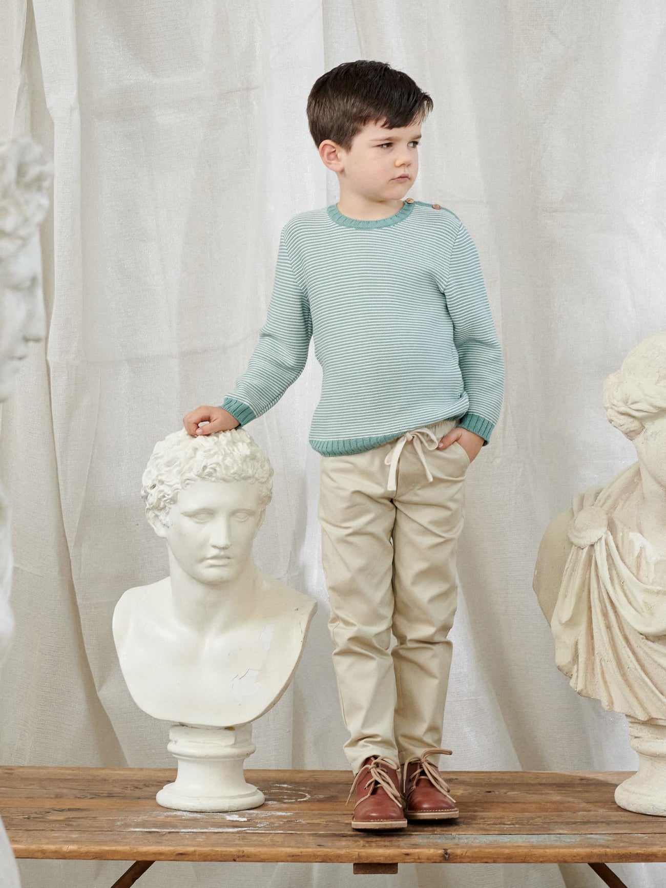 Beige Andreas Boy Cotton Trousers
