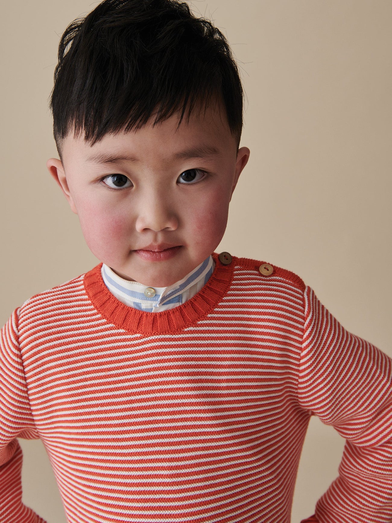 Coral Stripe Bromo Cotton Boy Jumper