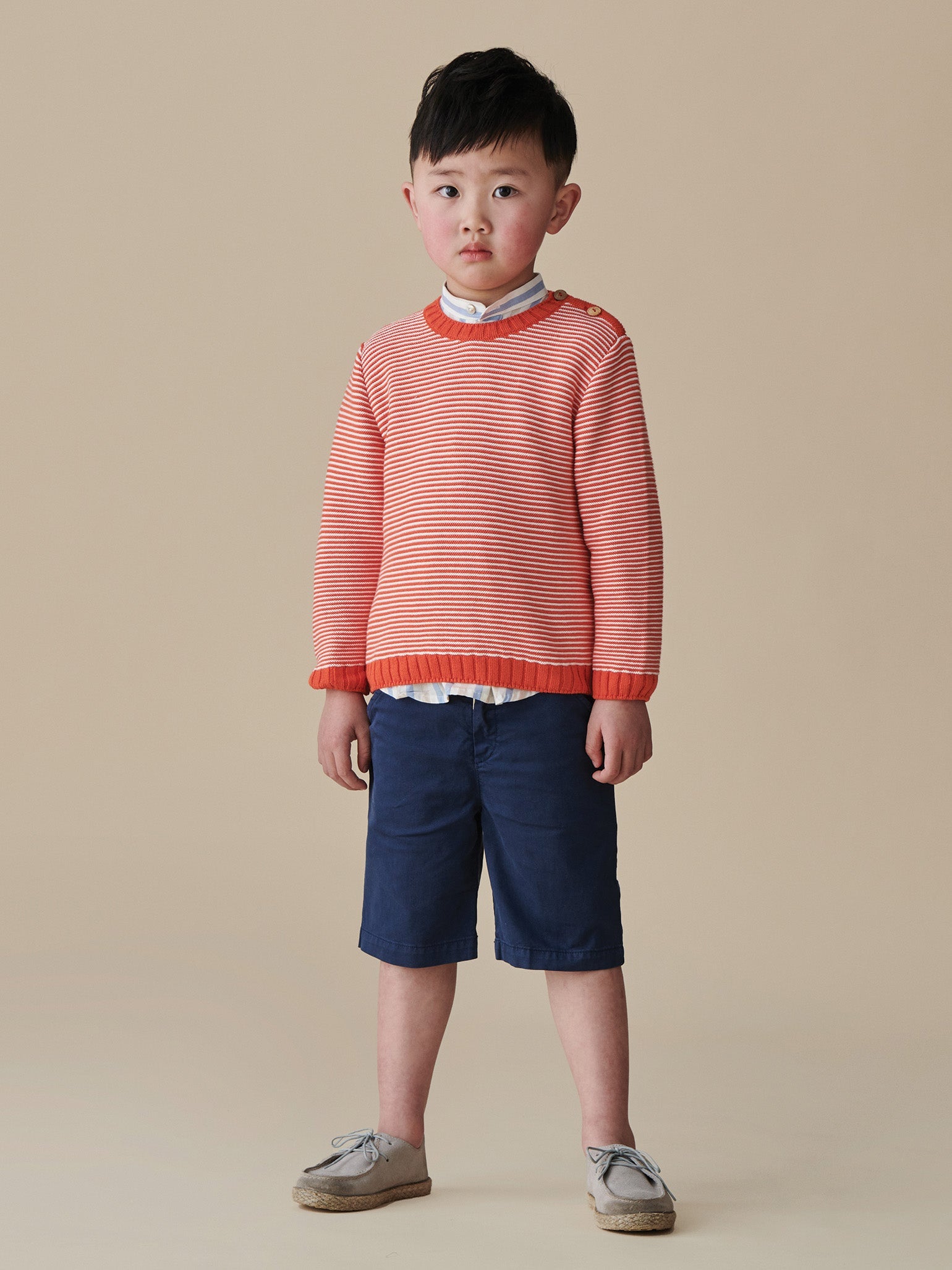 Coral Stripe Bromo Cotton Boy Jumper