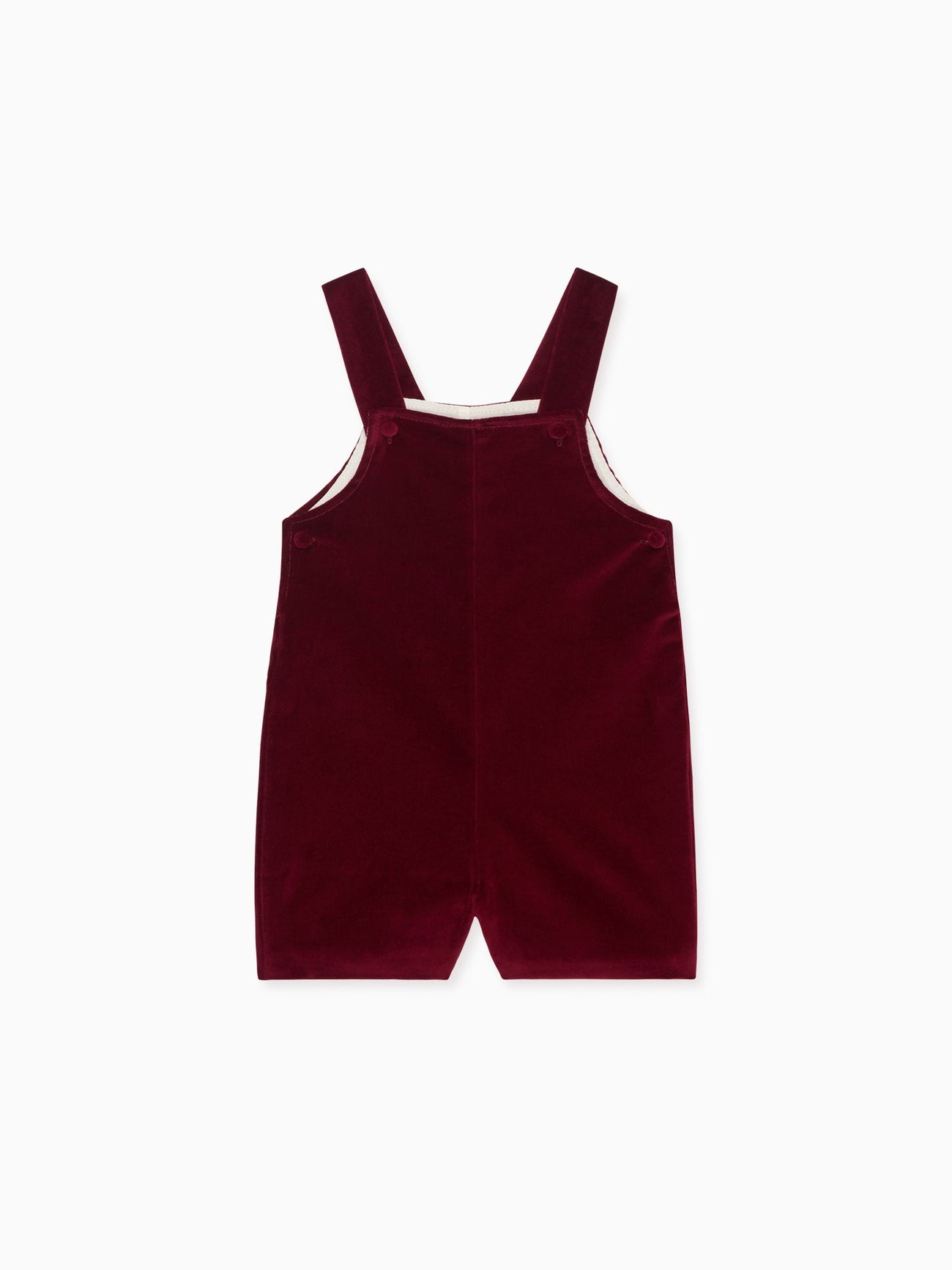 Burgundy Buganvilla Velvet Baby Dungarees