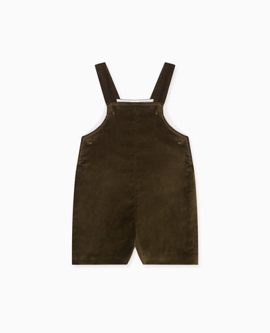 Olive Buganvilla Velvet Baby Dungarees