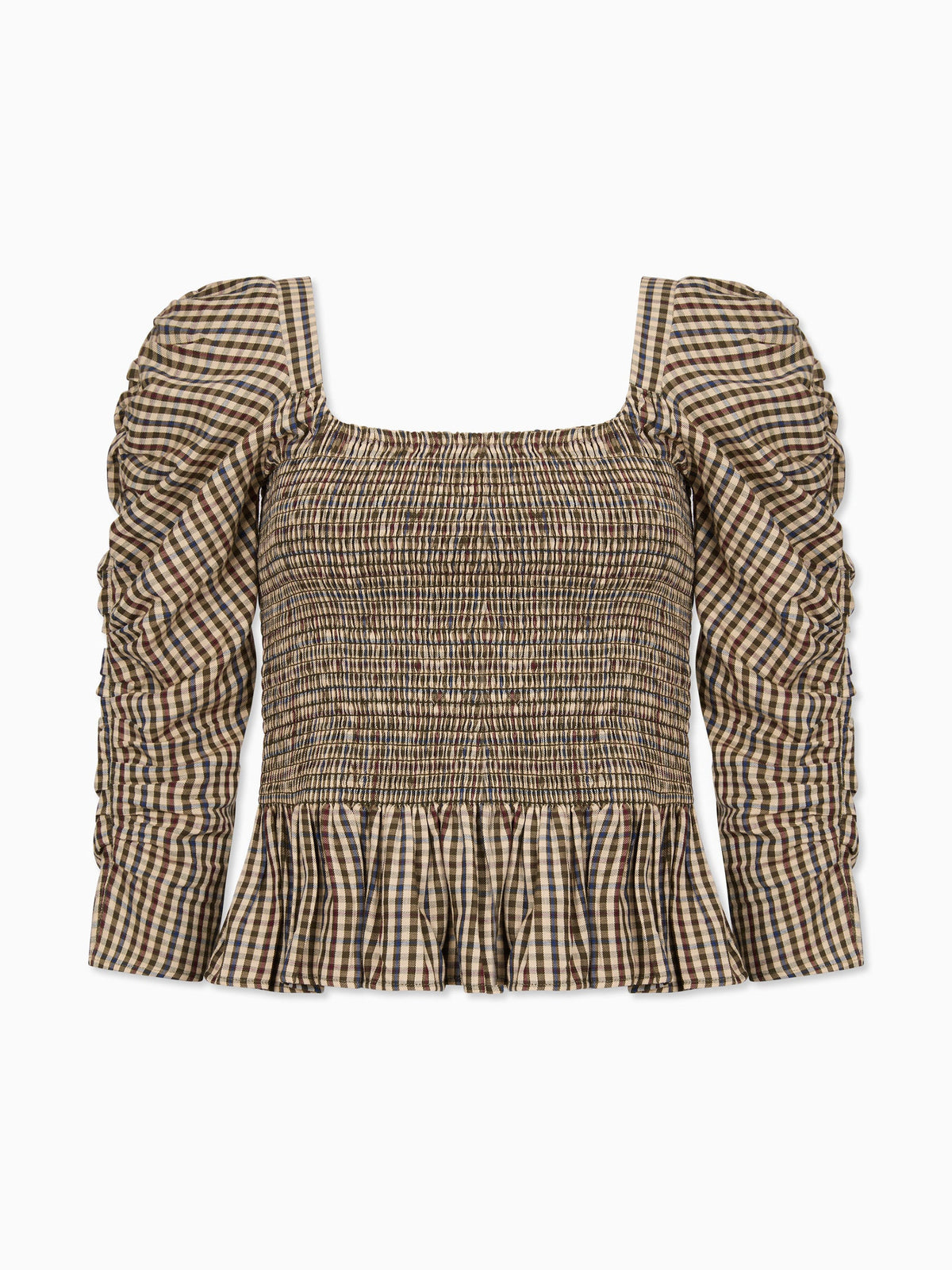 Burgundy Check Isabella Womens Long Sleeve Top