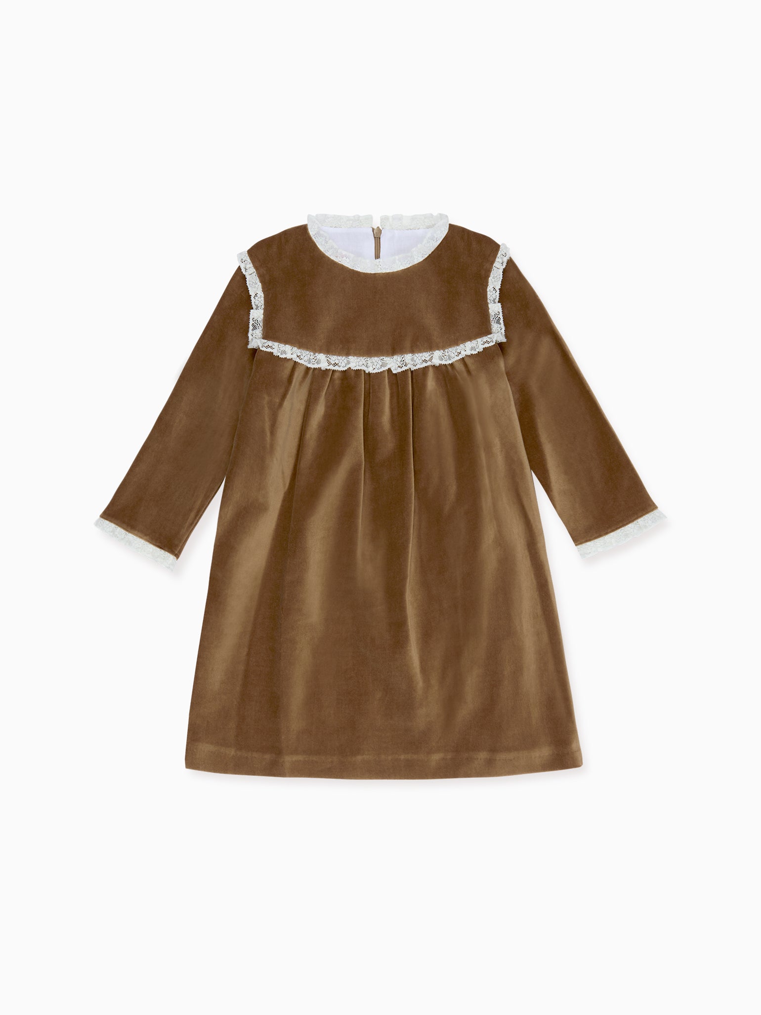 Taupe Carolina Velvet Girl Empire Dress