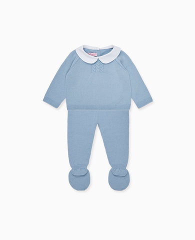Dusty Blue Celyn Merino Baby Knitted Set
