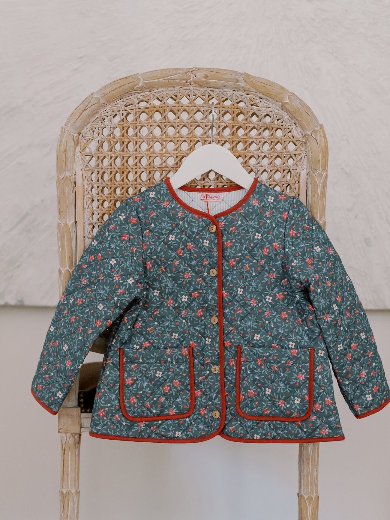 Charcoal Floral Calida Quilted Girl Jacket