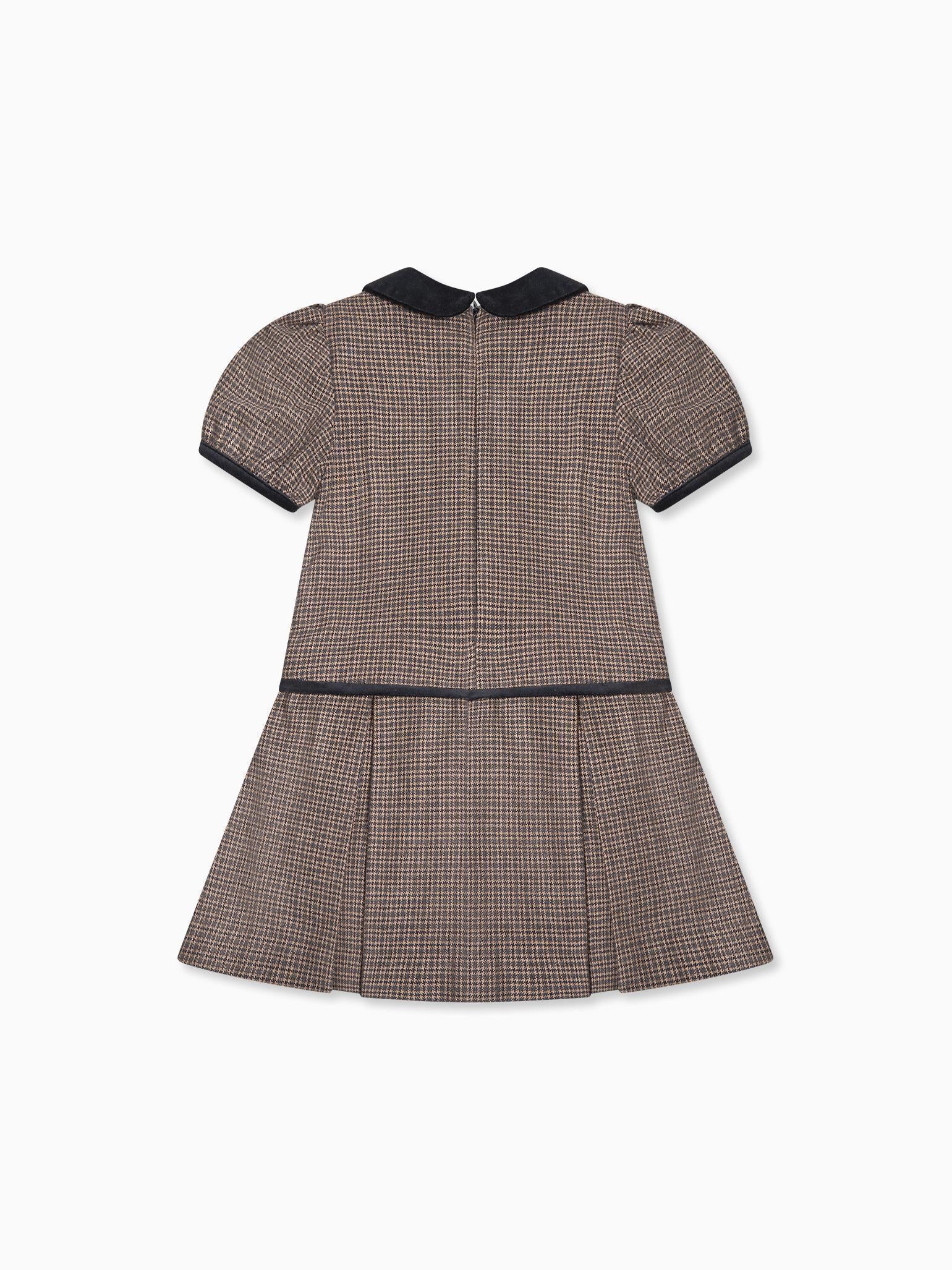 Brown Check Camala Girl Drop Waist Dress