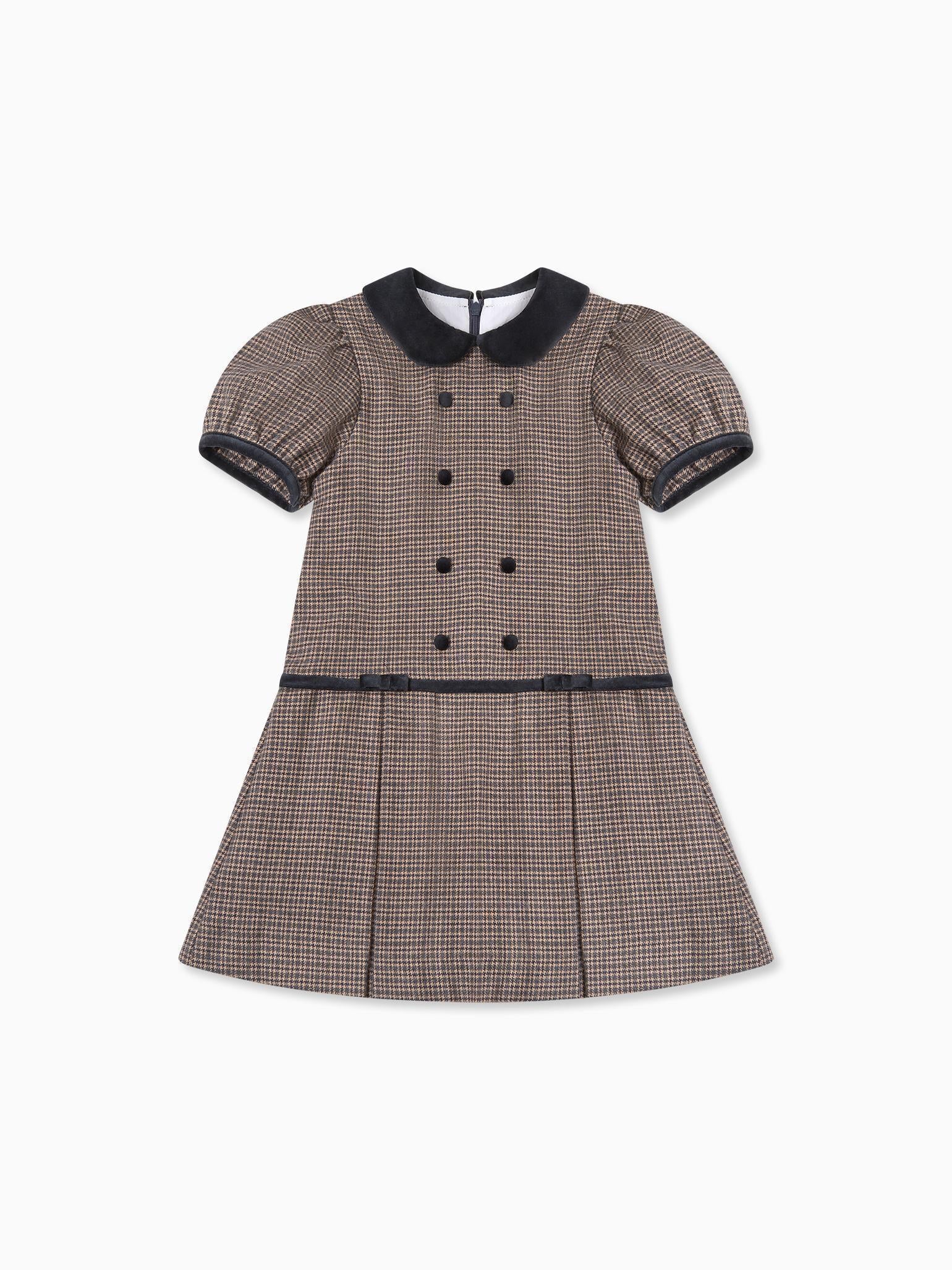 Brown Check Camala Girl Drop Waist Dress