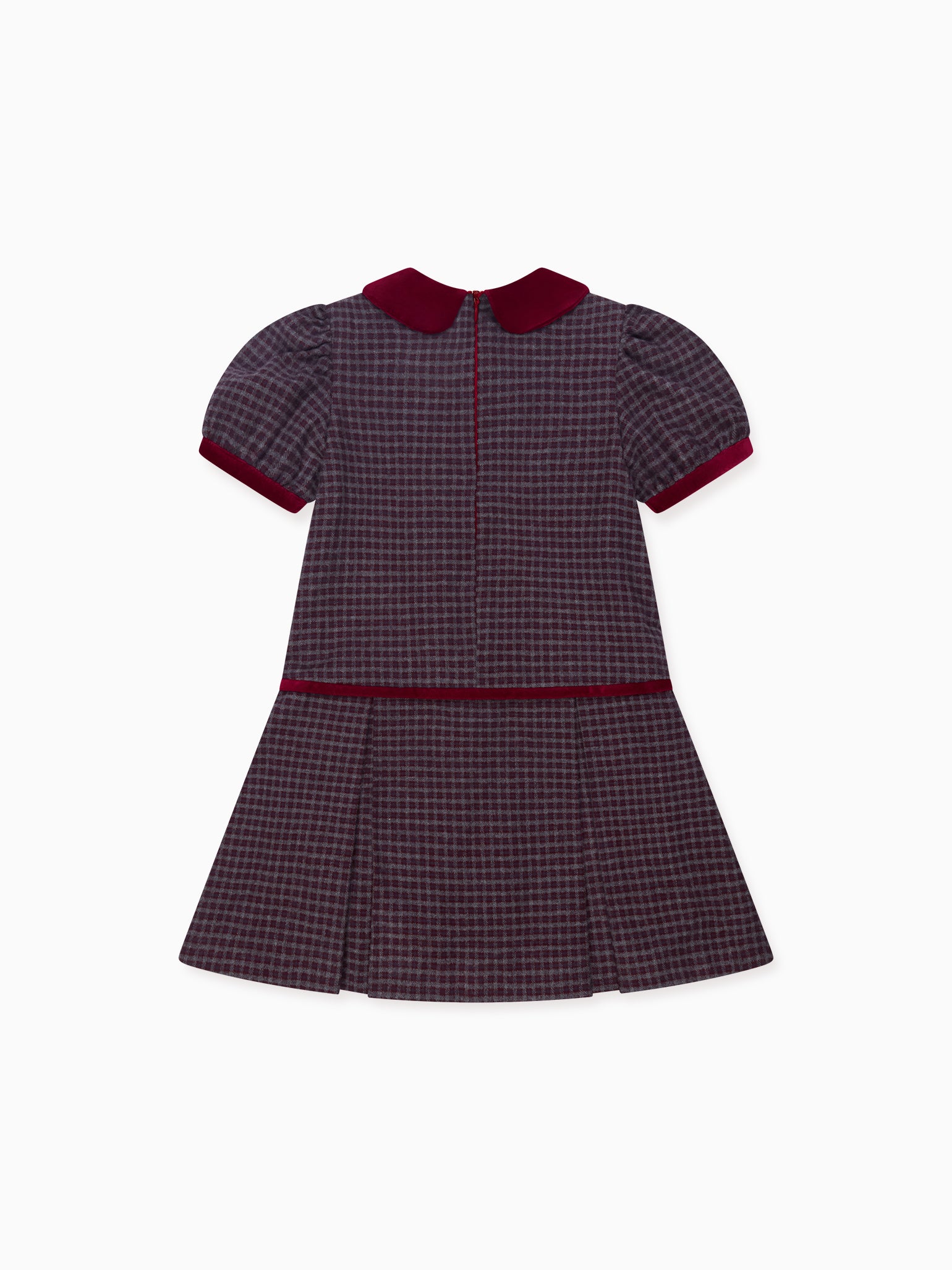 Burgundy Check Camala Girl Drop Waist Dress