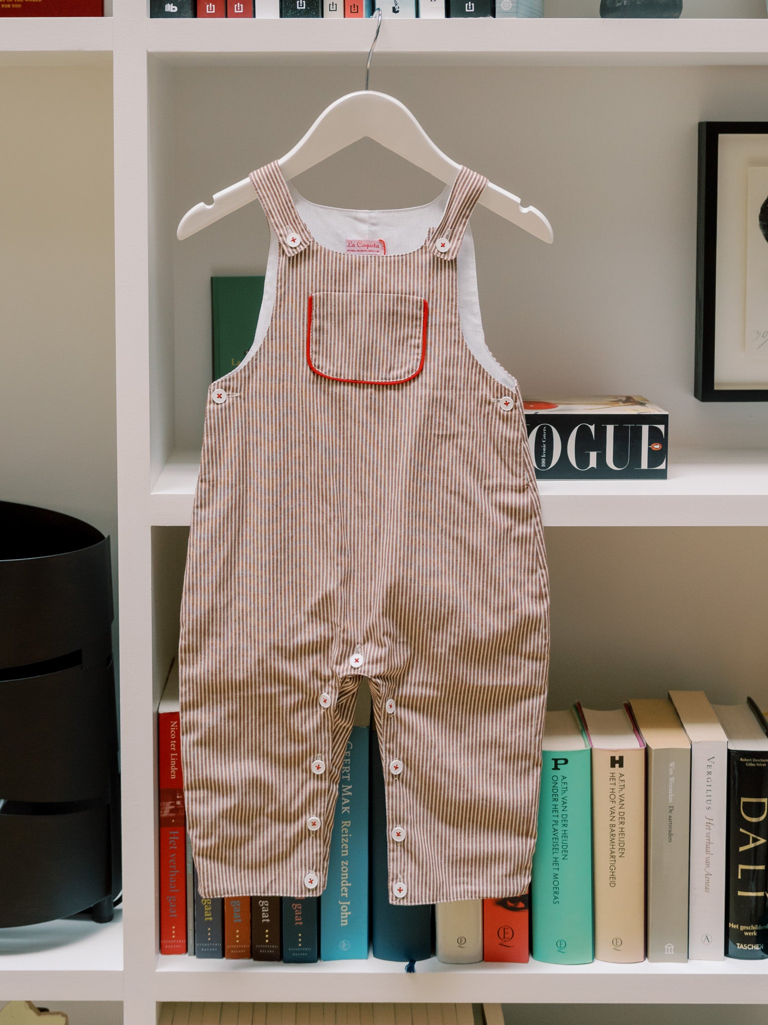 Camel Stripe Coroza Cotton Baby Dungarees