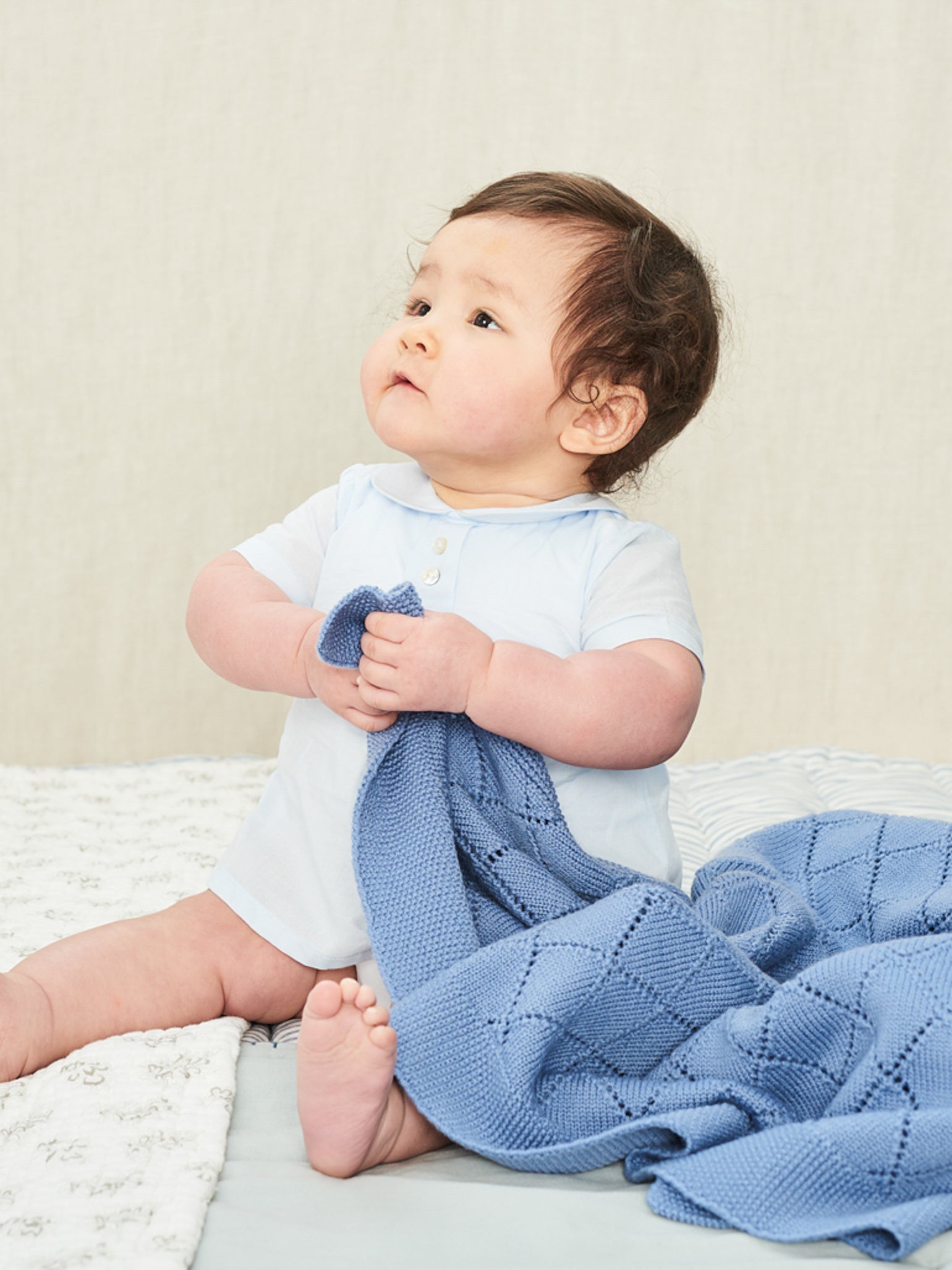 Blue Classic Merino Baby Blanket