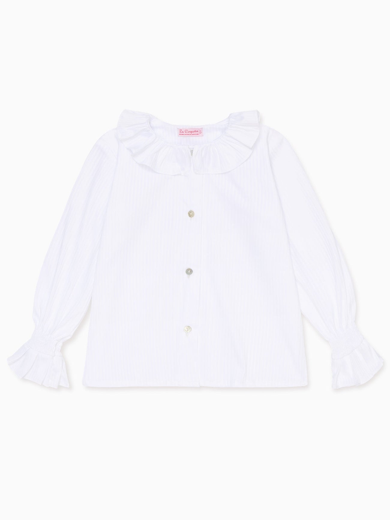 White Carissa Long Sleeve Girl Shirt