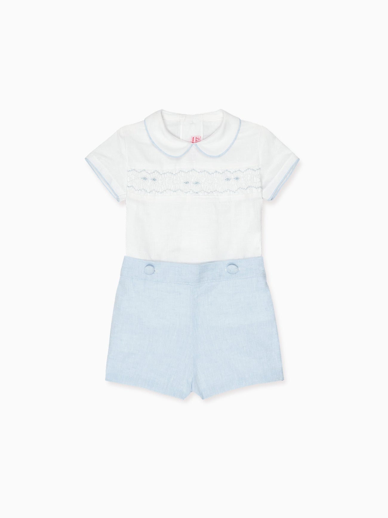 Dusty Blue Carlina Baby Boy Hand-Smocked Set
