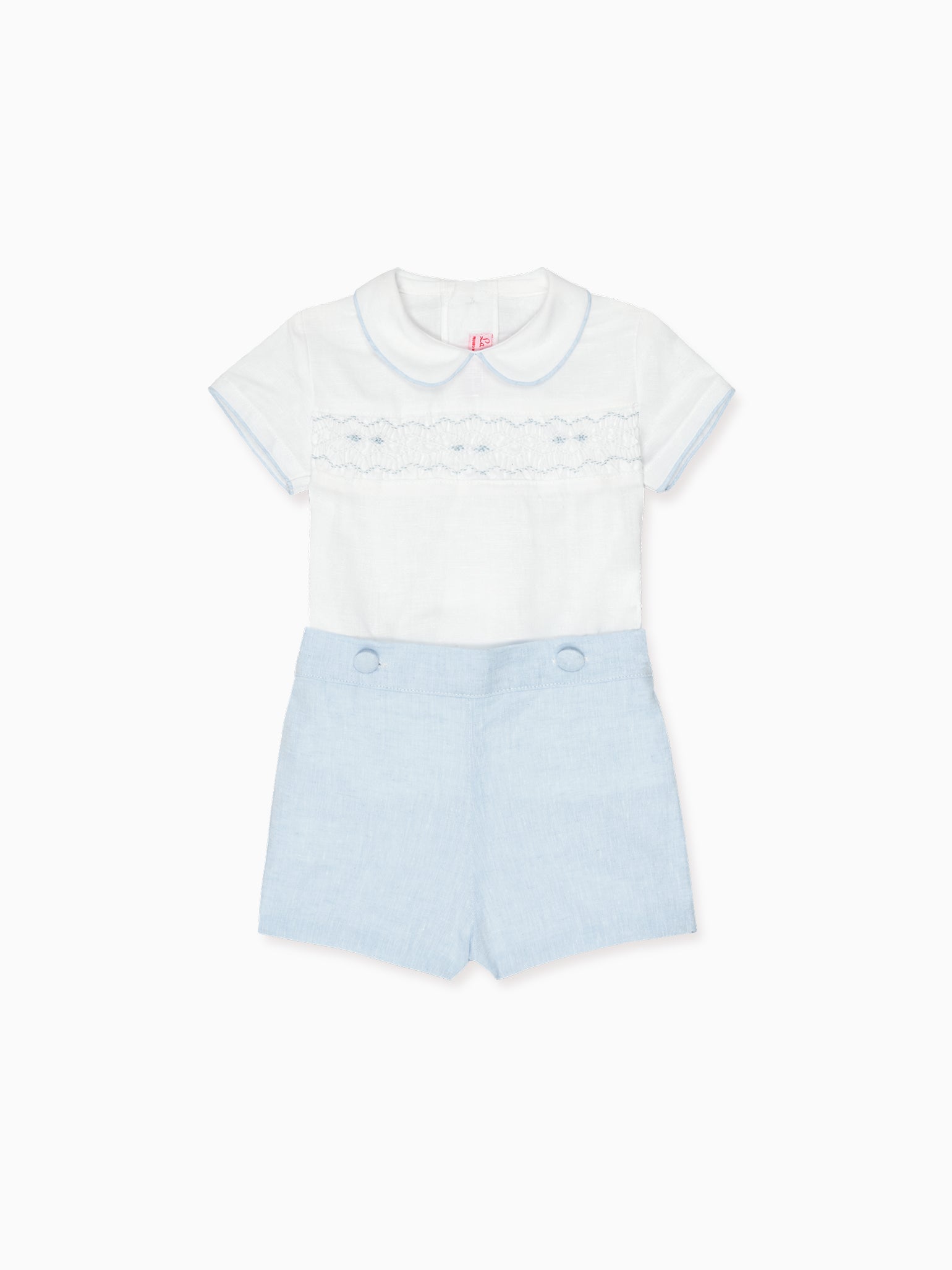 Dusty Blue Carlina Baby Boy Hand-Smocked Set