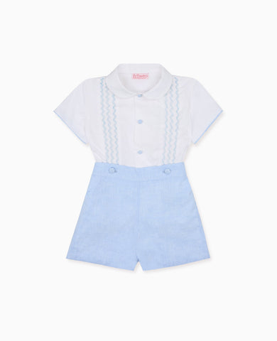 Light Blue Carlina Baby Boy Hand-Smocked Set