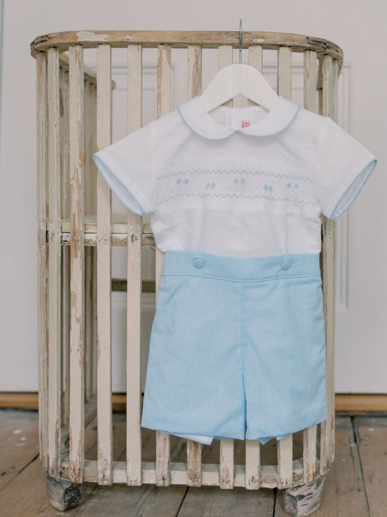 Dusty Blue Carlina Baby Boy Hand-Smocked Set